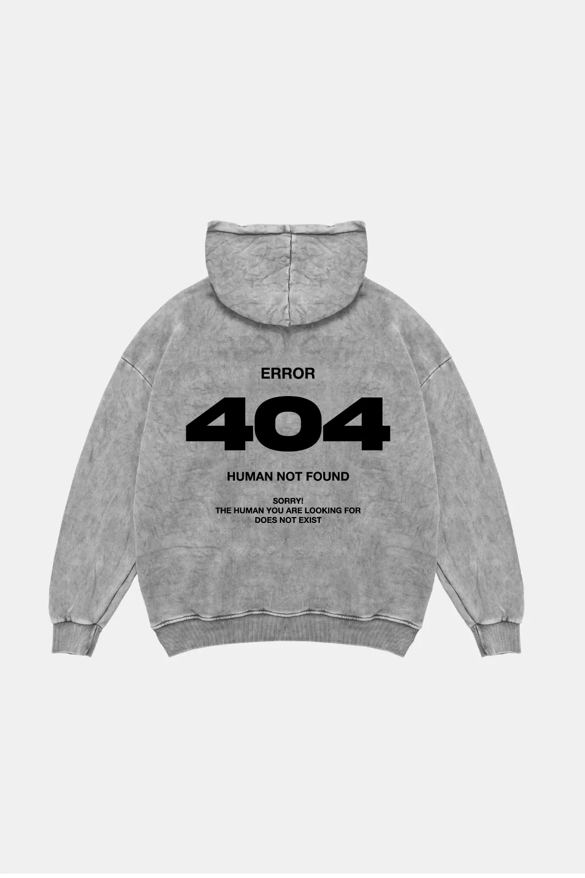 404 Error Baskılı Oversize Unisex Premium Yıkamalı Beyaz Hoodie