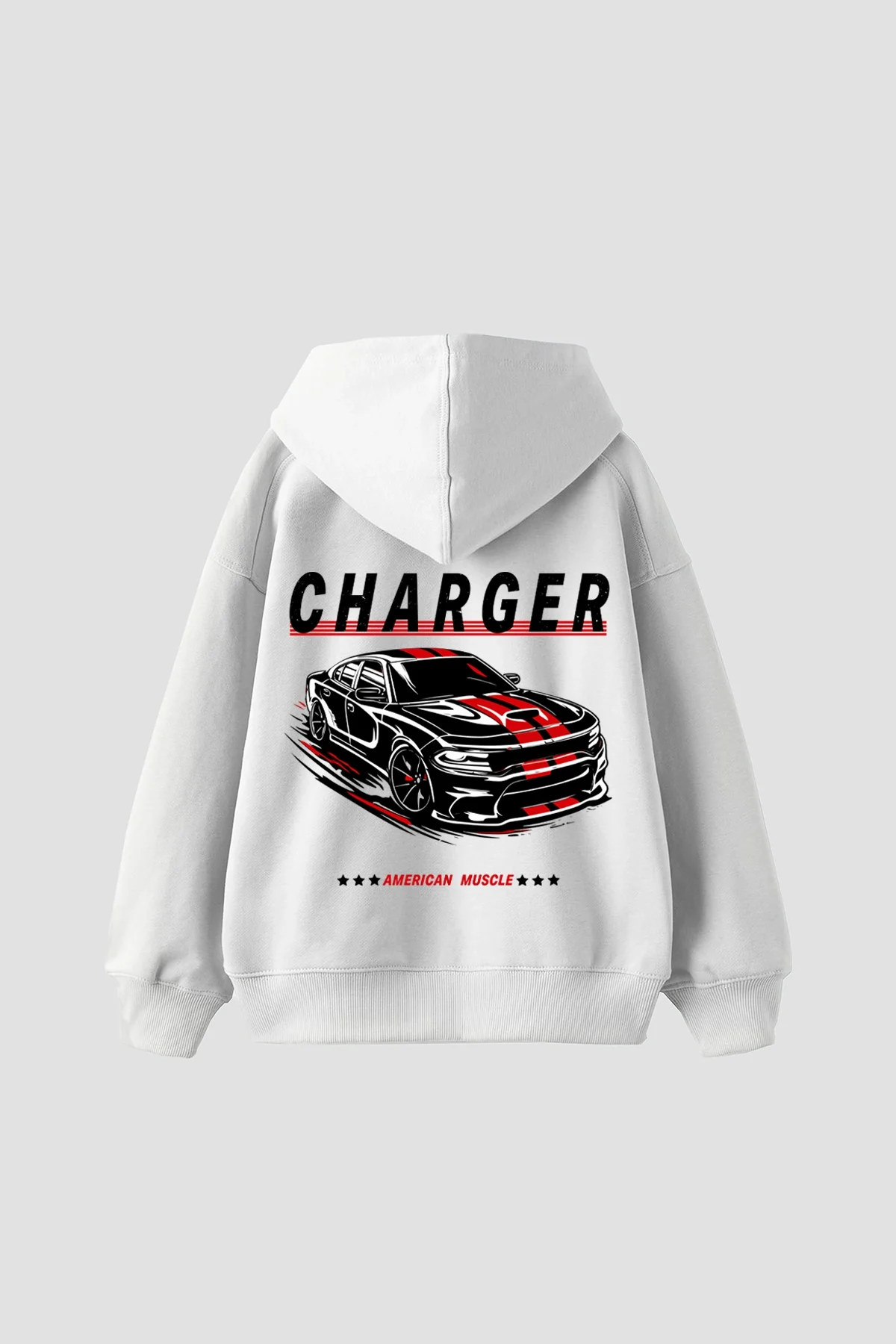 The Charger Legacy Baskılı Oversize Unisex Beyaz Hoodie