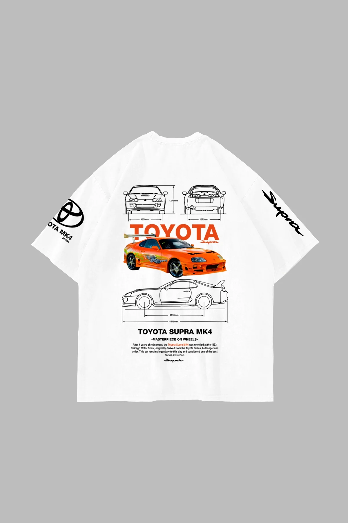 Masterpiece on Wheels Baskılı Oversize Unisex Beyaz Tshirt