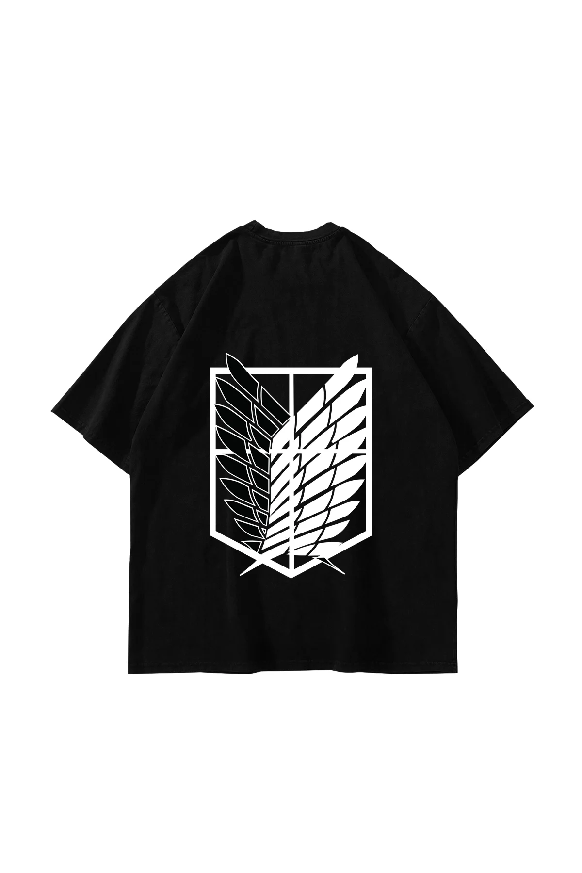 Wings of Freedom Baskılı Oversize Unisex Siyah Tshirt