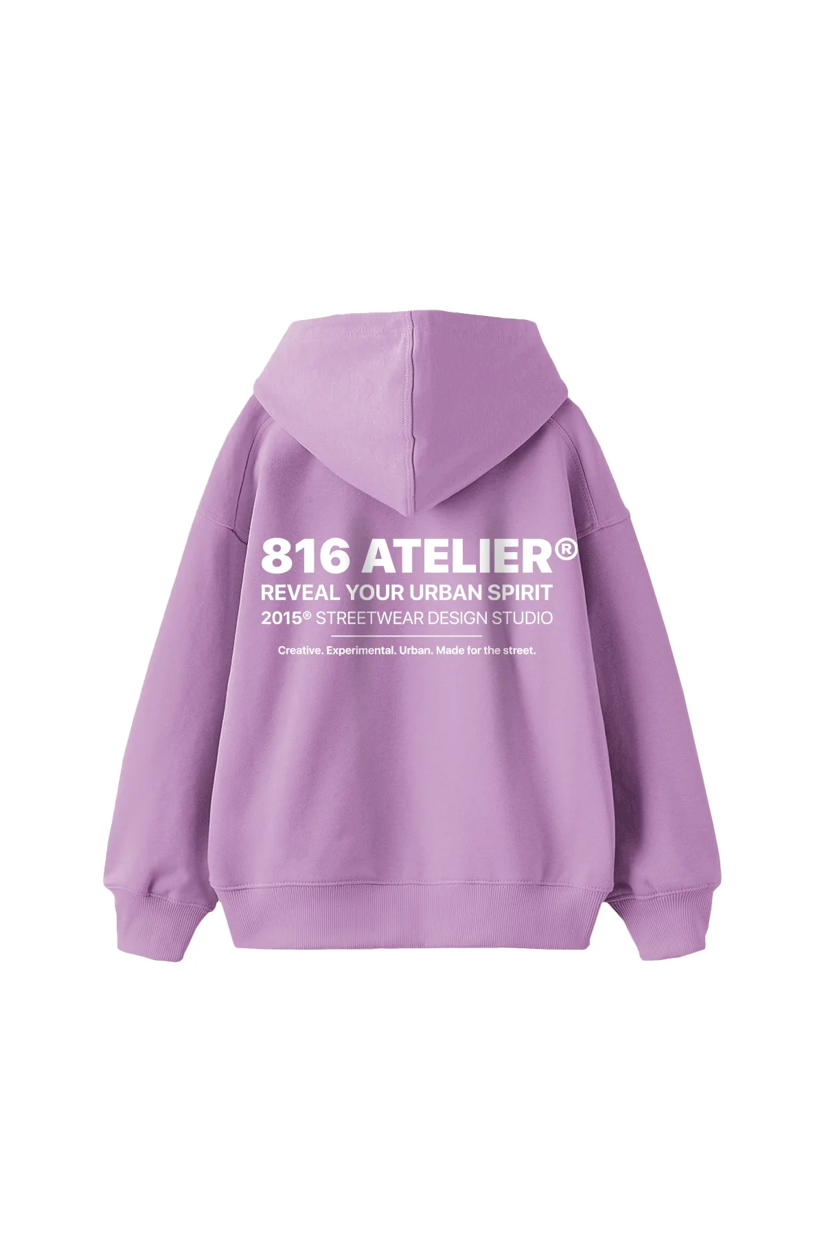 816 ATELIER® Baskılı Oversize Unisex Mor Hoodie