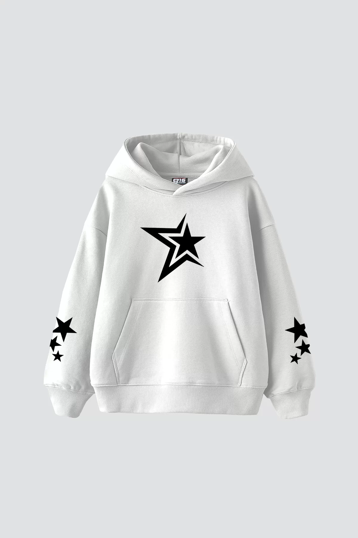 816 Stars Baskılı Oversize Unisex Beyaz Hoodie