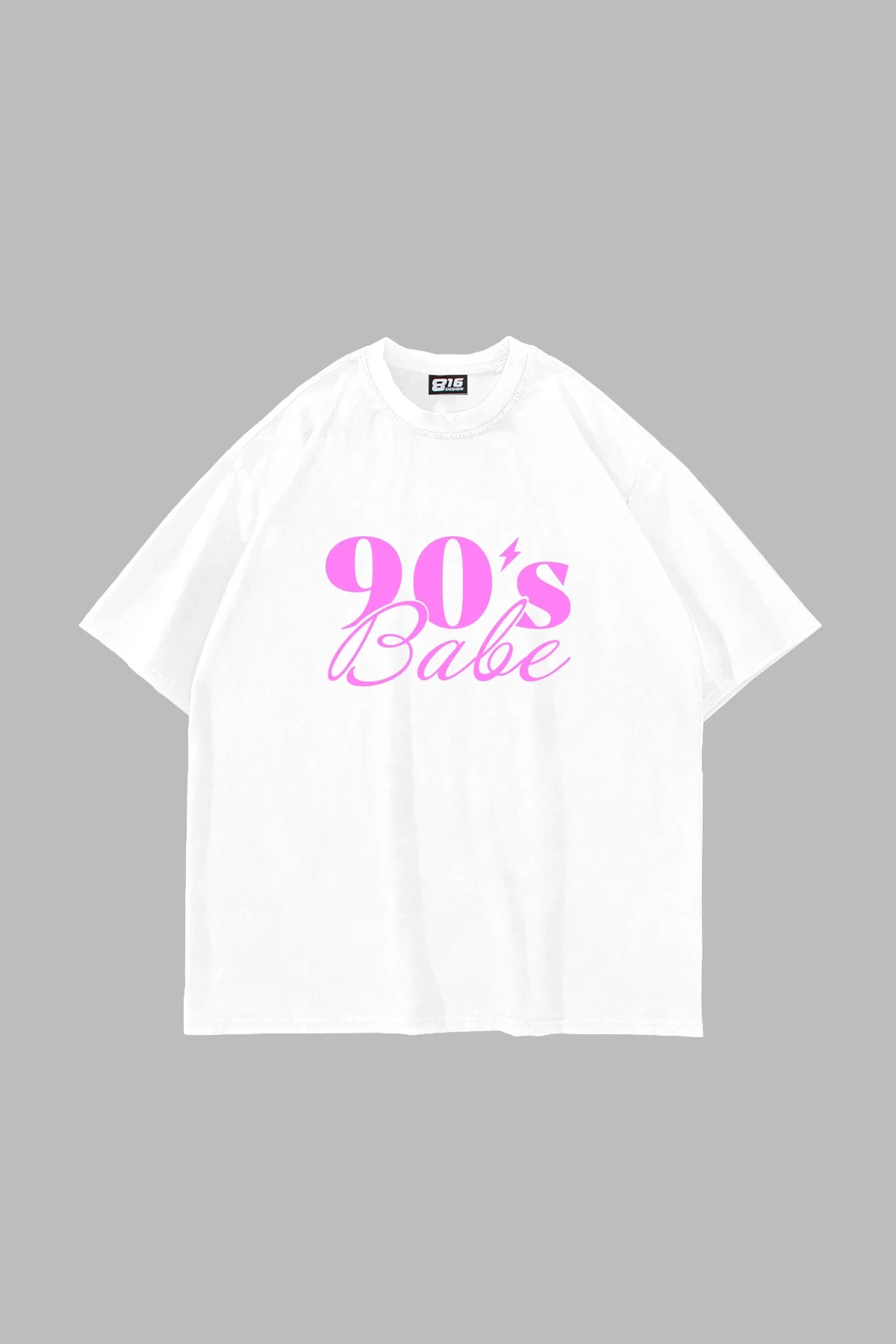 90s Babe Baskılı Oversize Unisex Beyaz Tshirt