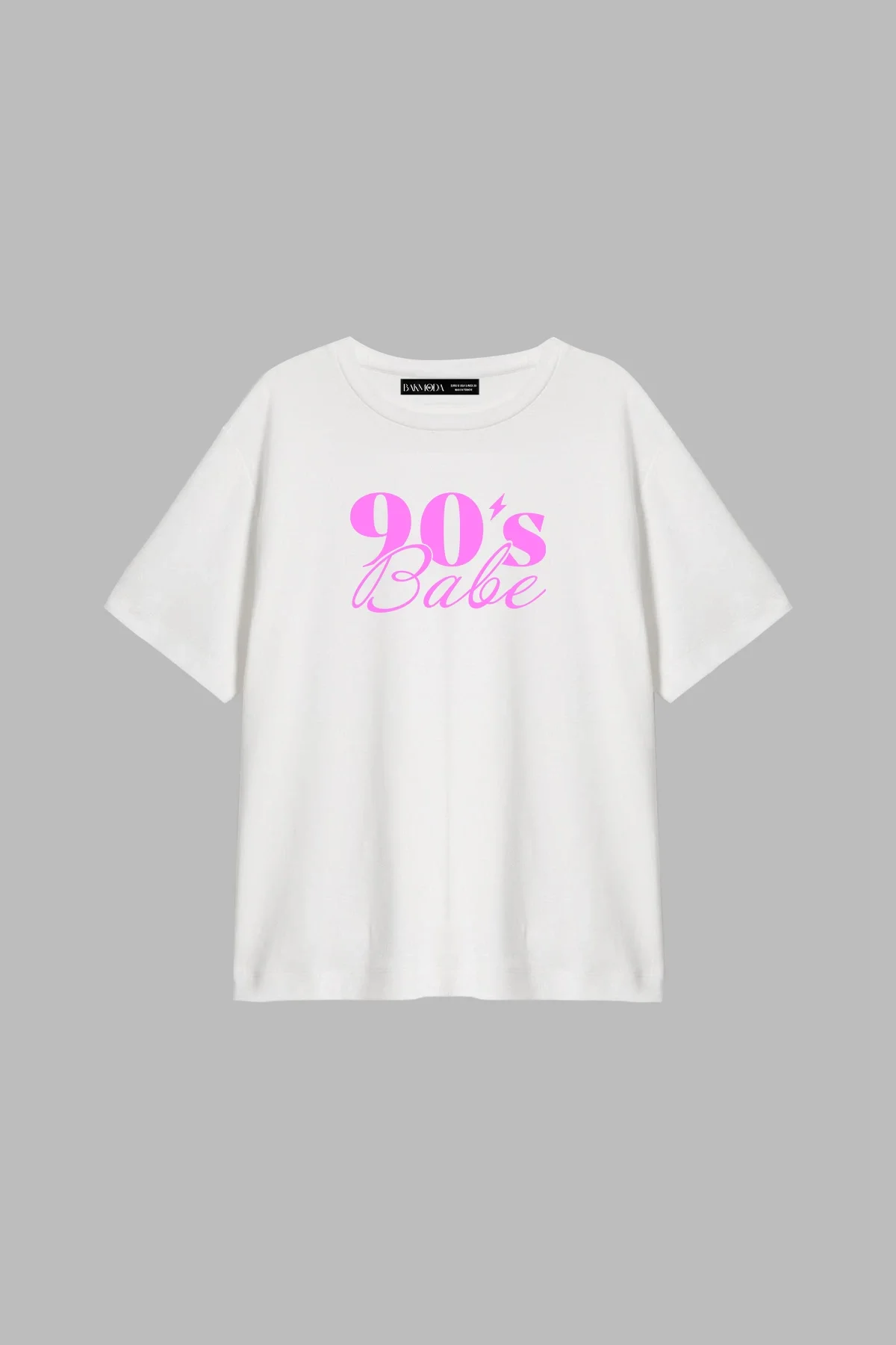 90s Babe Baskılı Relaxed Fit Beyaz Kadın Tshirt