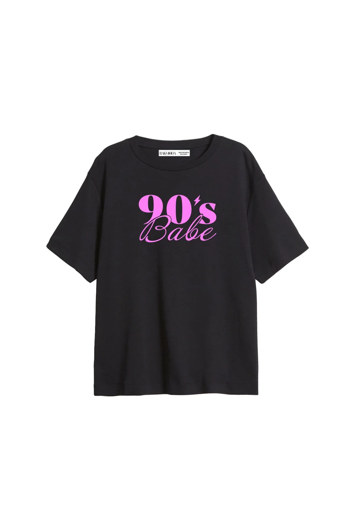 90s Babe Baskılı Relaxed Fit Siyah Kadın Tshirt