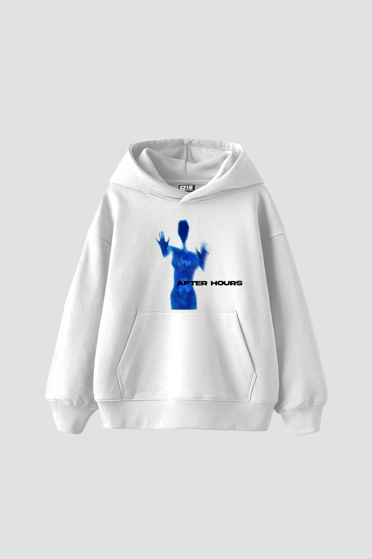 After Hours Baskılı Oversize Unisex Premium Beyaz Hoodie