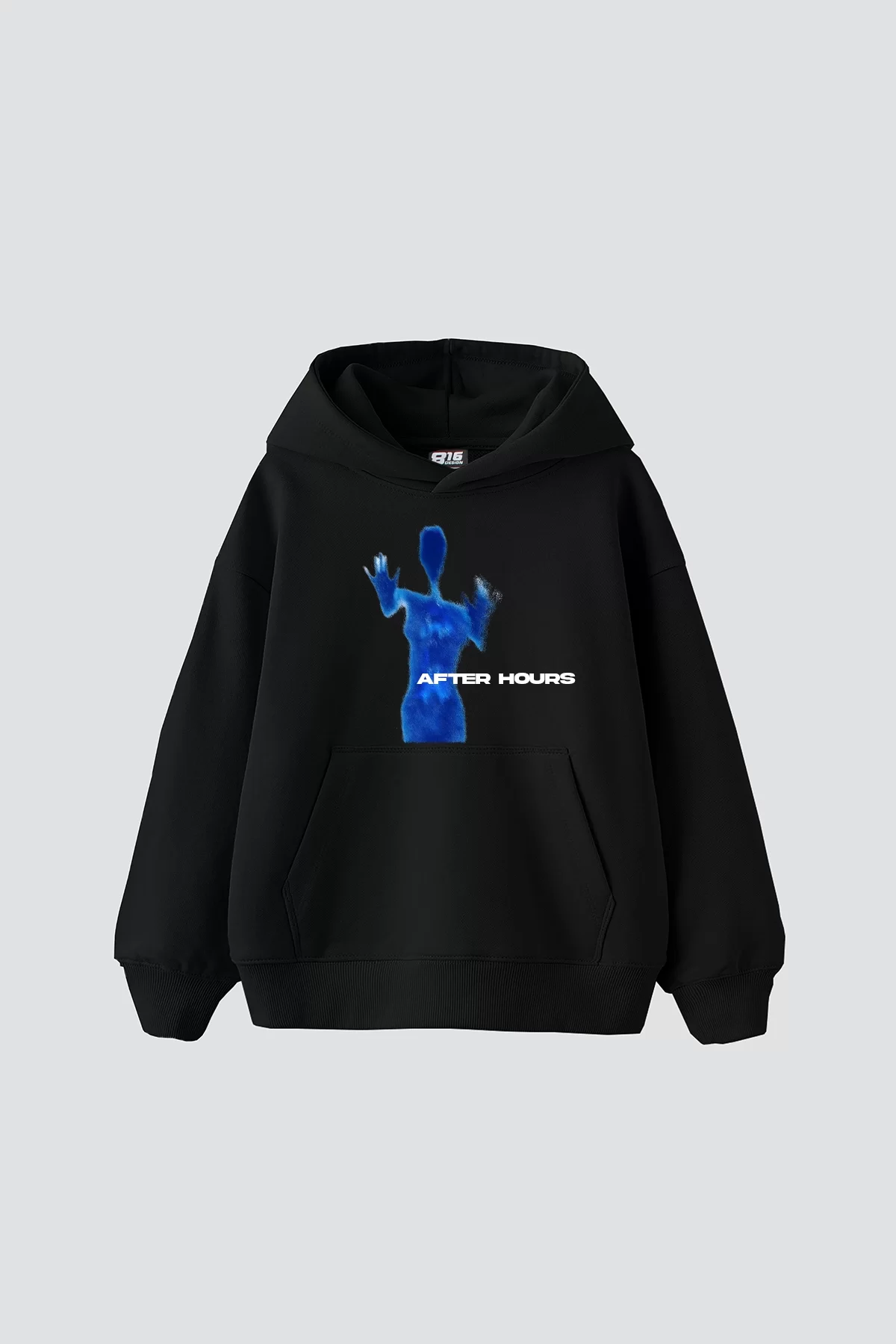 After Hours Baskılı Oversize Unisex Premium Siyah Hoodie