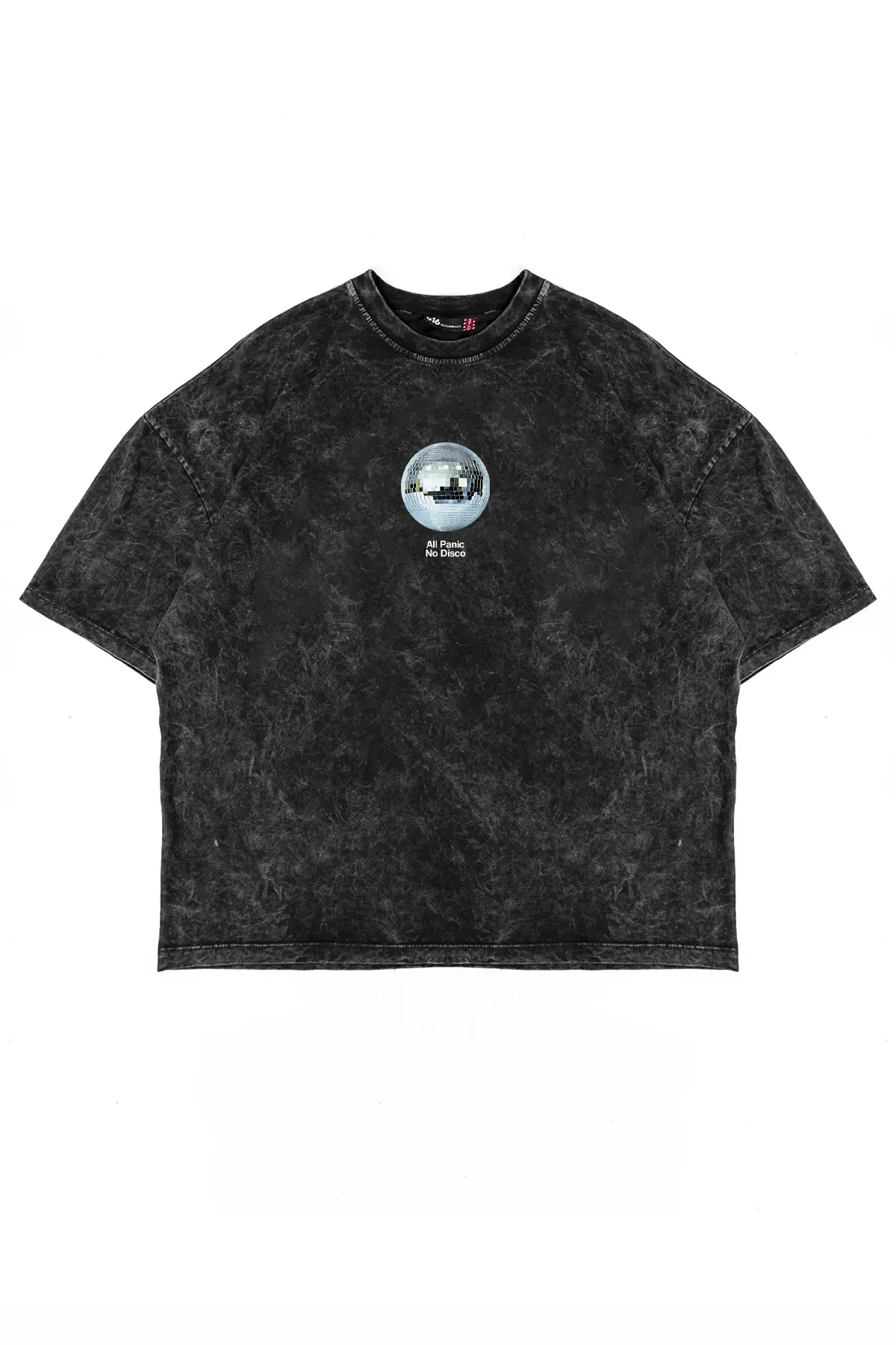 All Panic No Disco Baskılı Yıkamalı Siyah Unisex Oversize Tshirt