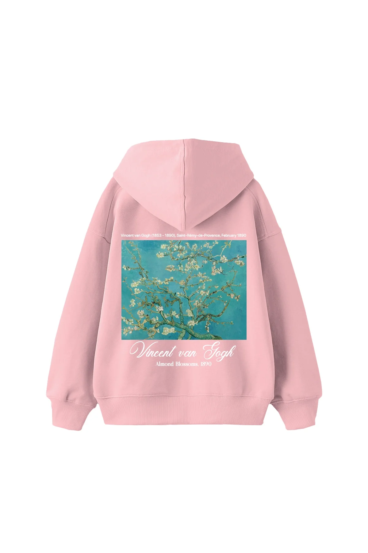Almond Blossoms Baskılı Oversize Unisex Pembe Hoodie