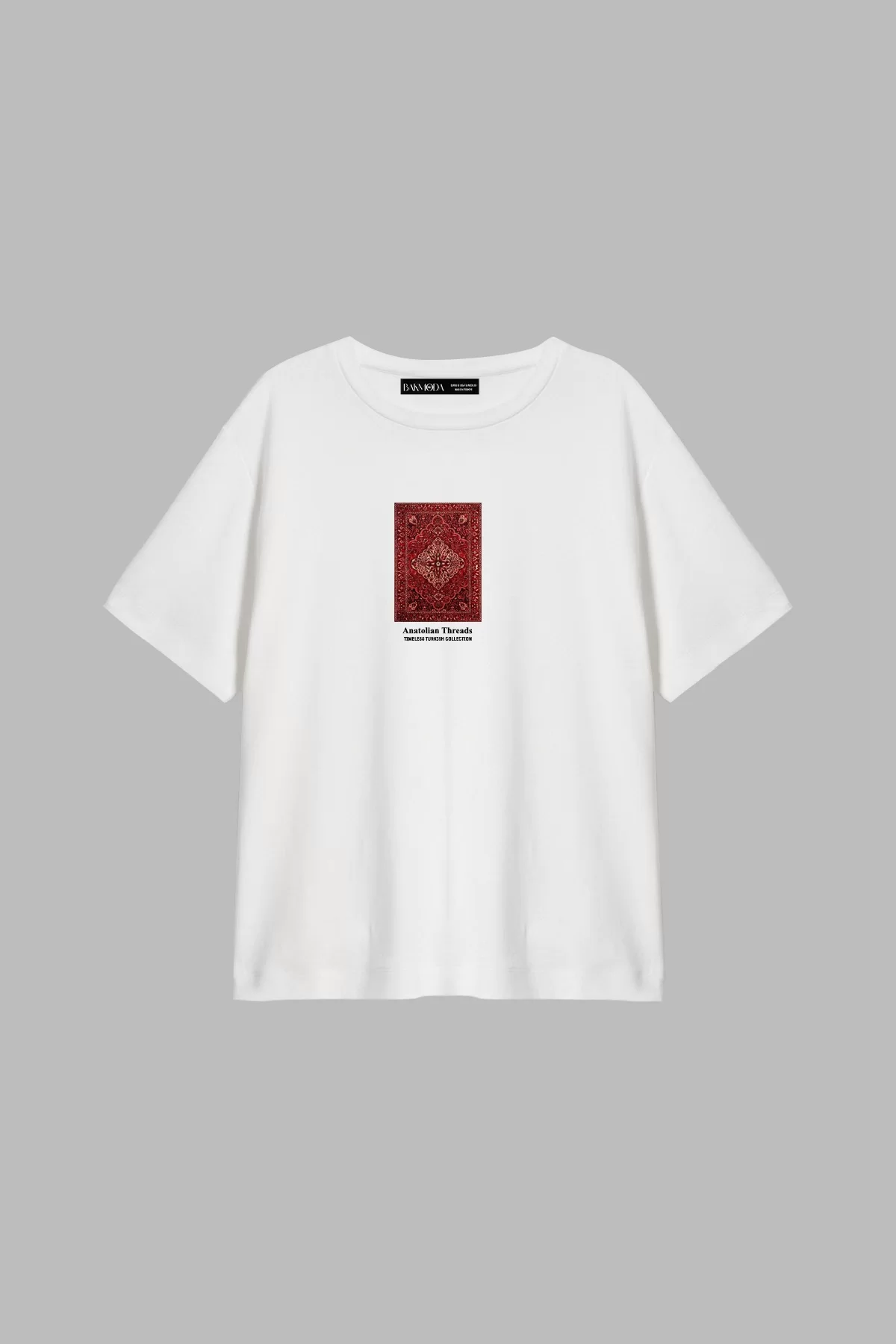 Anatolian Threads Baskılı Relaxed Fit Beyaz Kadın Tshirt