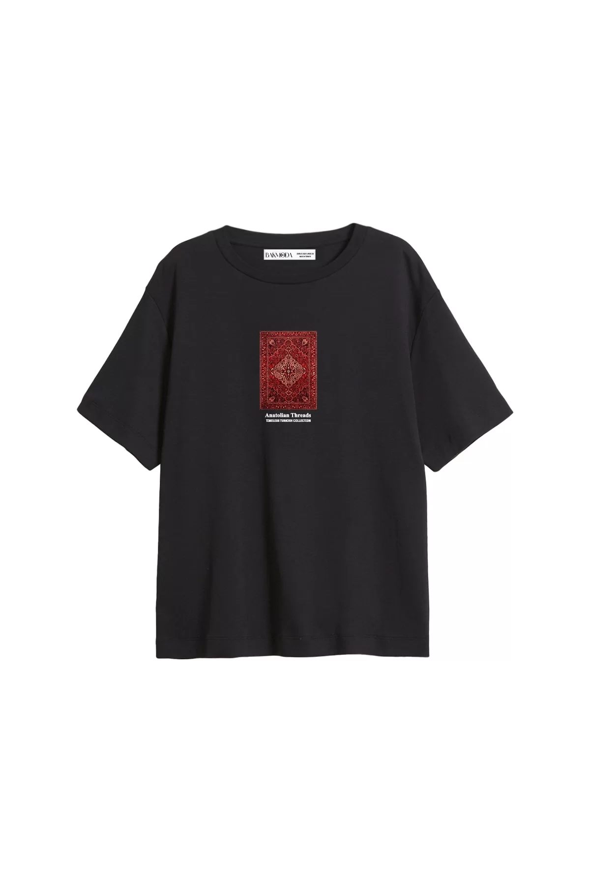 Anatolian Threads Baskılı Relaxed Fit Siyah Kadın Tshirt