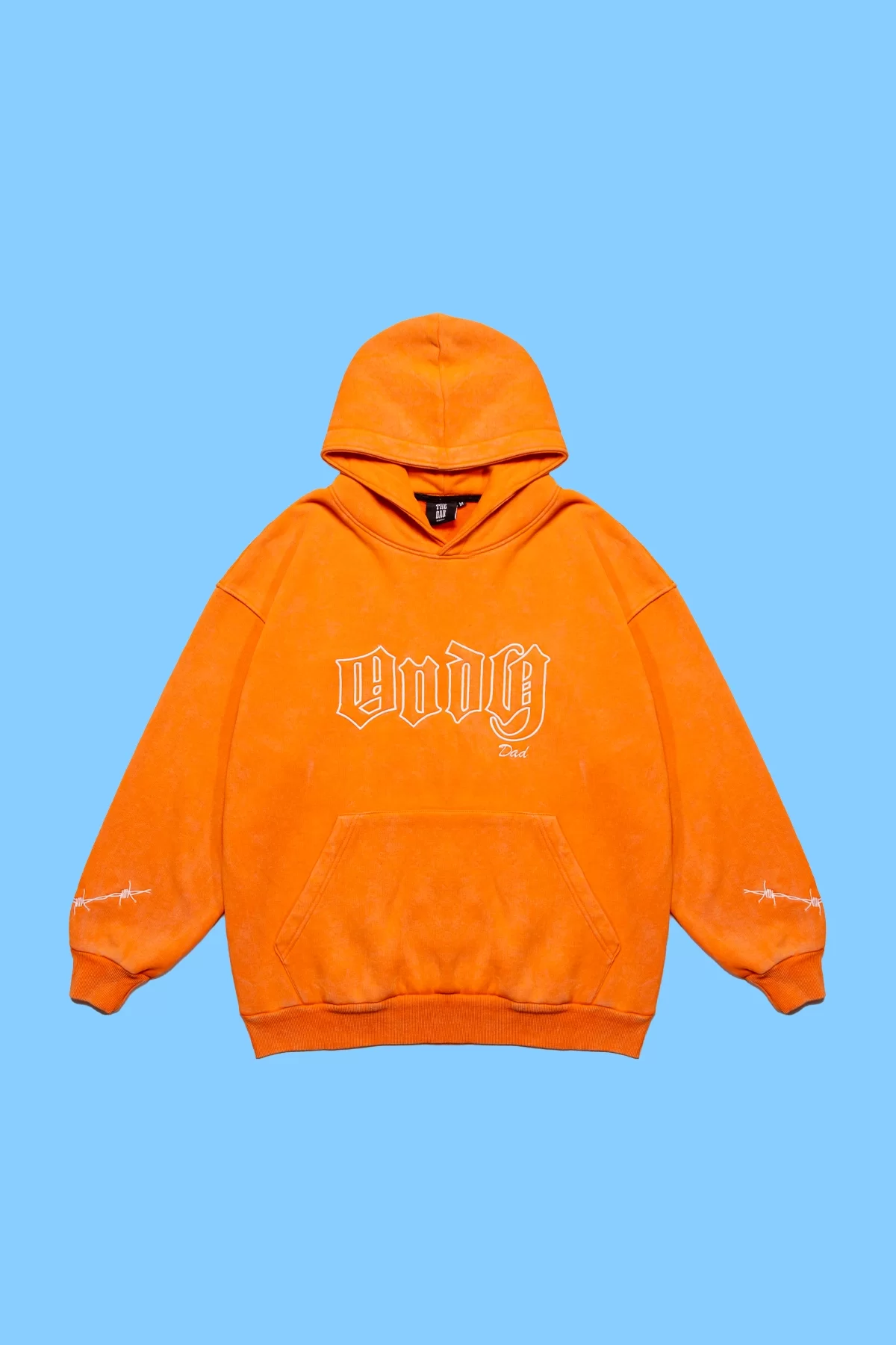 Andy Nakış Detaylı Yıkamalı Oversize Unisex Turuncu Hoodie