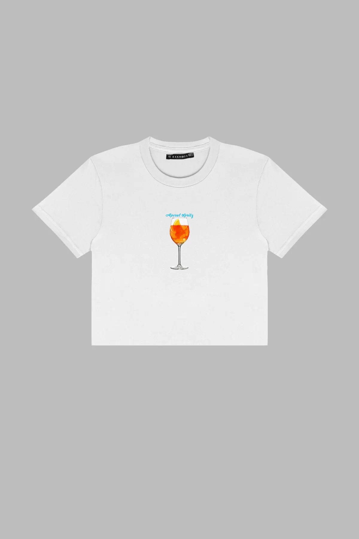 Aperol Spritz Baskılı Beyaz Crop Top