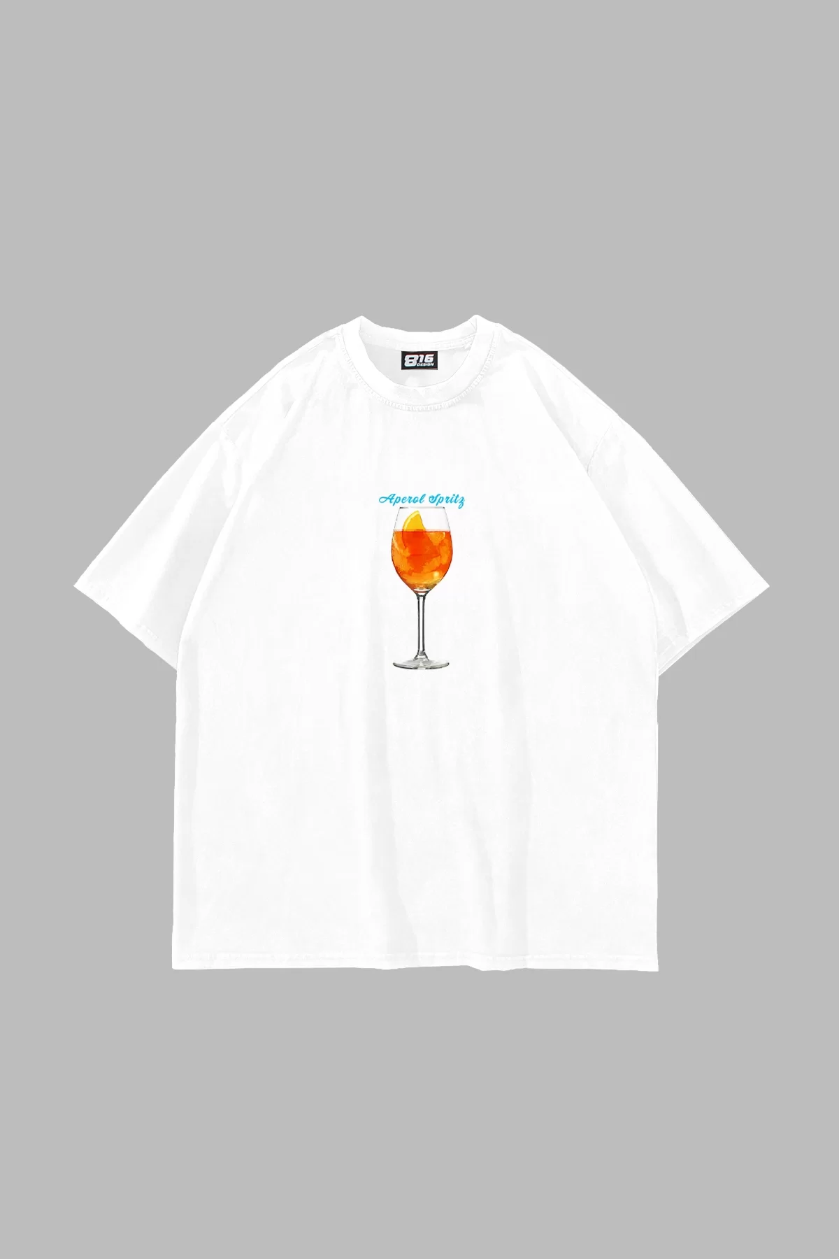 Aperol Sptritz Baskılı Beyaz Oversize Unisex Tshirt