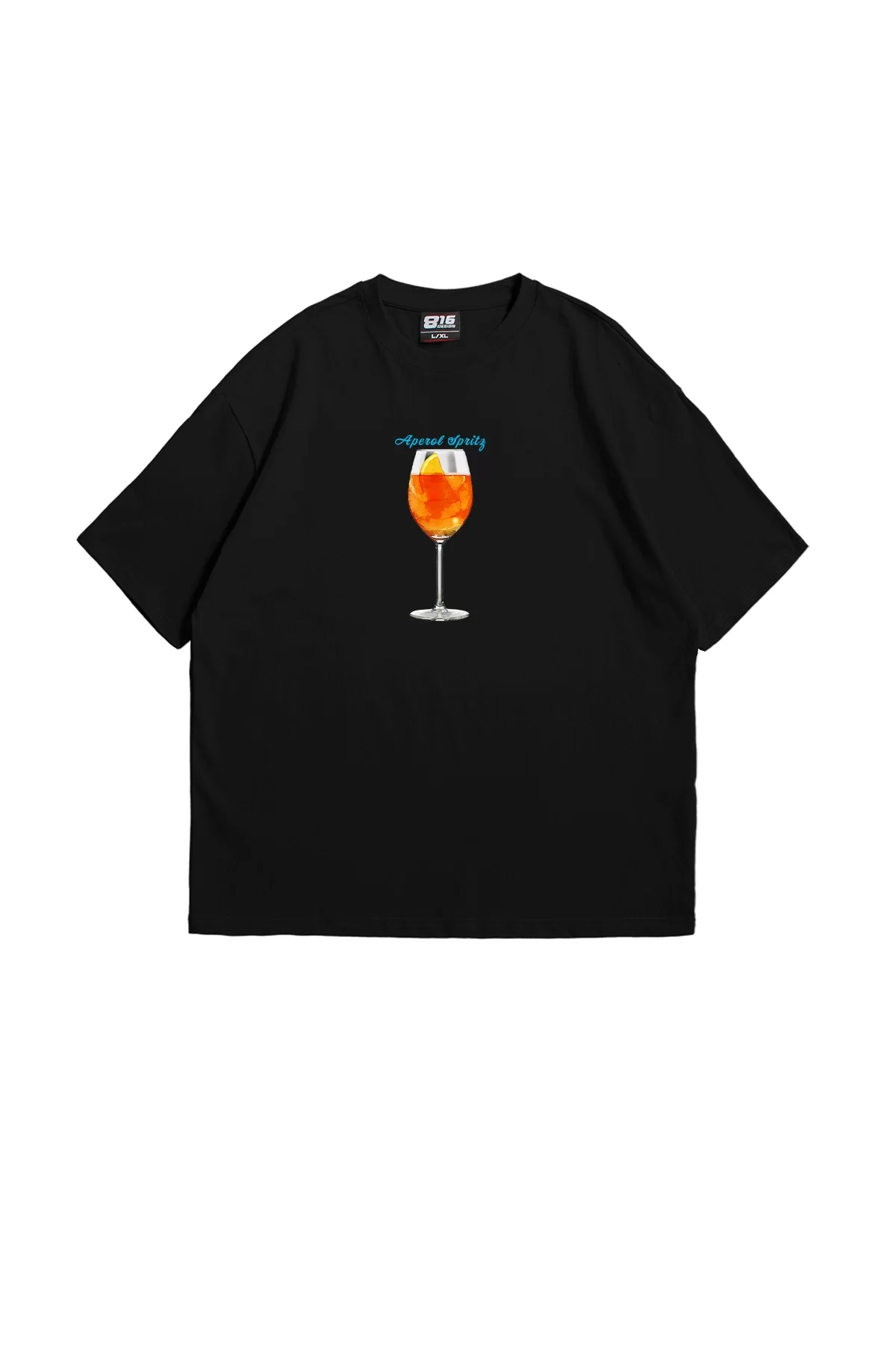 Aperol Sptritz Baskılı Siyah Oversize Unisex Tshirt