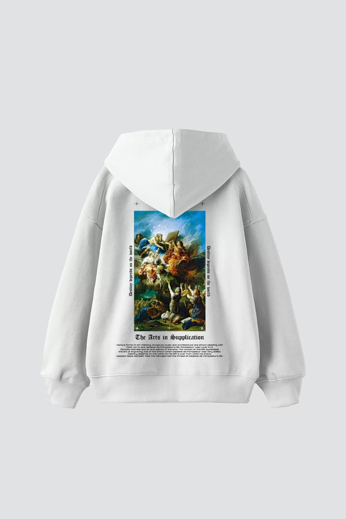 Arts Supplication Baskılı Oversize Unisex Premium Beyaz Hoodie