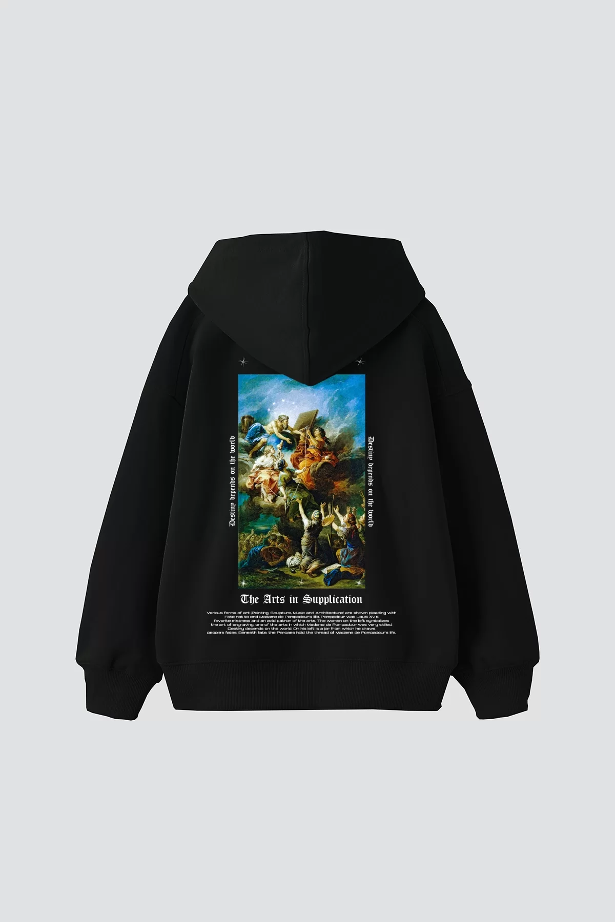 Arts Supplication Baskılı Oversize Unisex Premium Siyah Hoodie