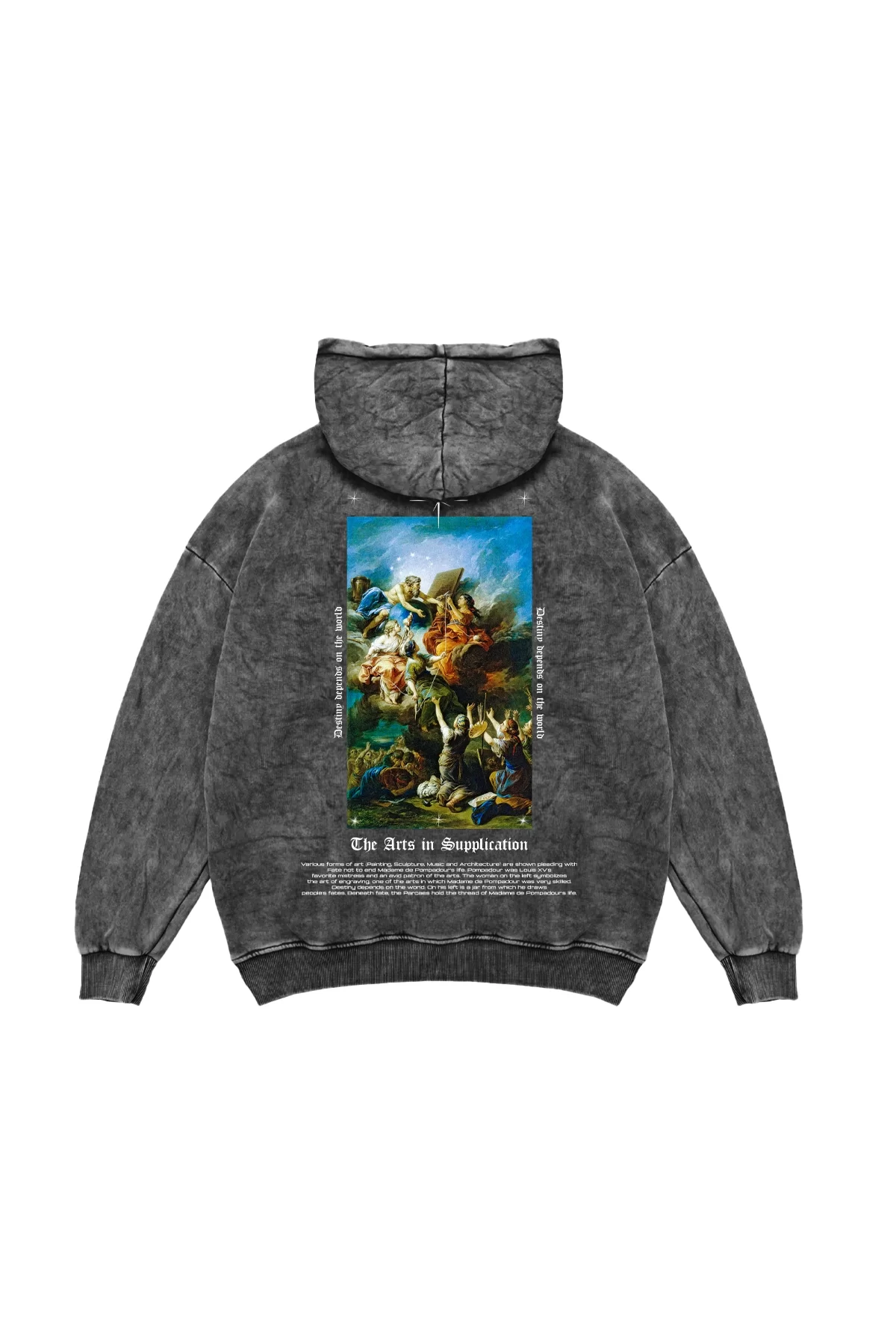 Arts Supplication Baskılı Oversize Unisex Premium Yıkamalı Siyah Hoodie