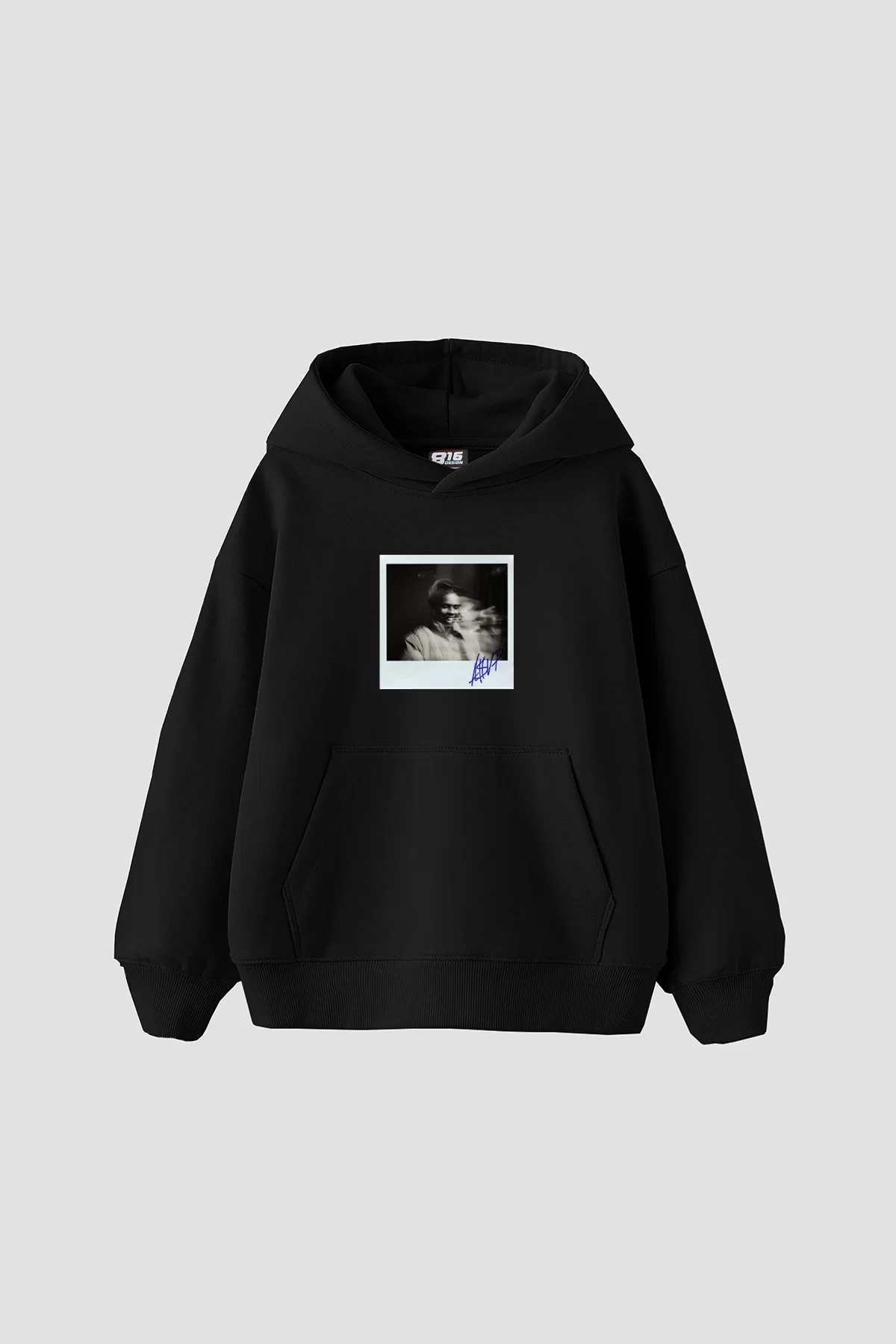 Asap Rocky Baskılı Oversize Unisex Premium Siyah Hoodie