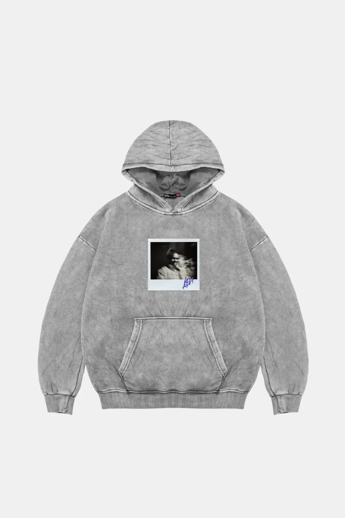 Asap Rocky Baskılı Oversize Unisex Premium Yıkamalı Beyaz Hoodie