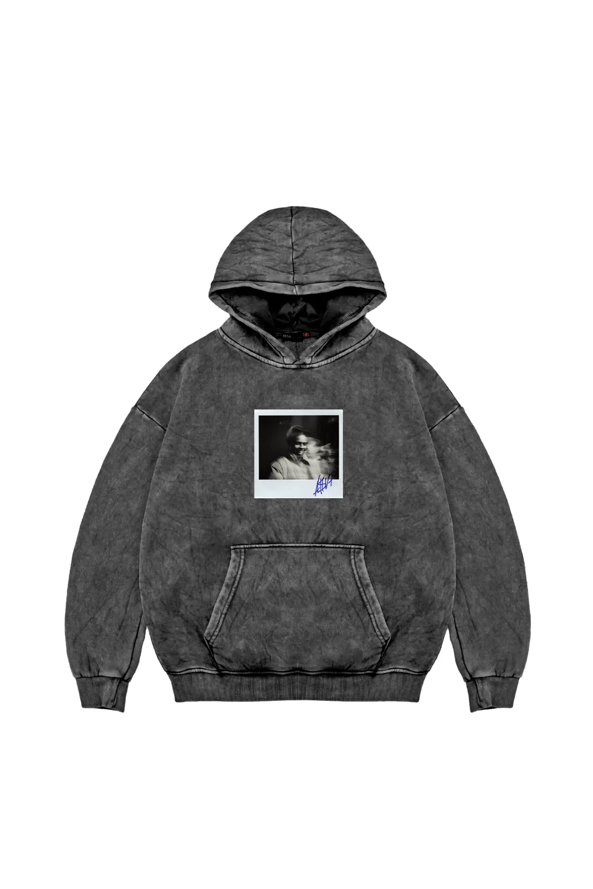 Asap Rocky Baskılı Oversize Unisex Premium Yıkamalı Siyah Hoodie