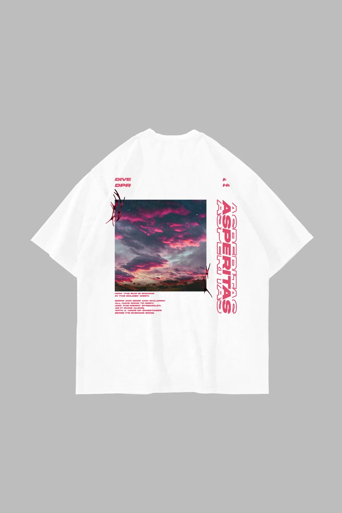 Asperitas Sırt Baskılı Beyaz Oversize Unisex Tshirt