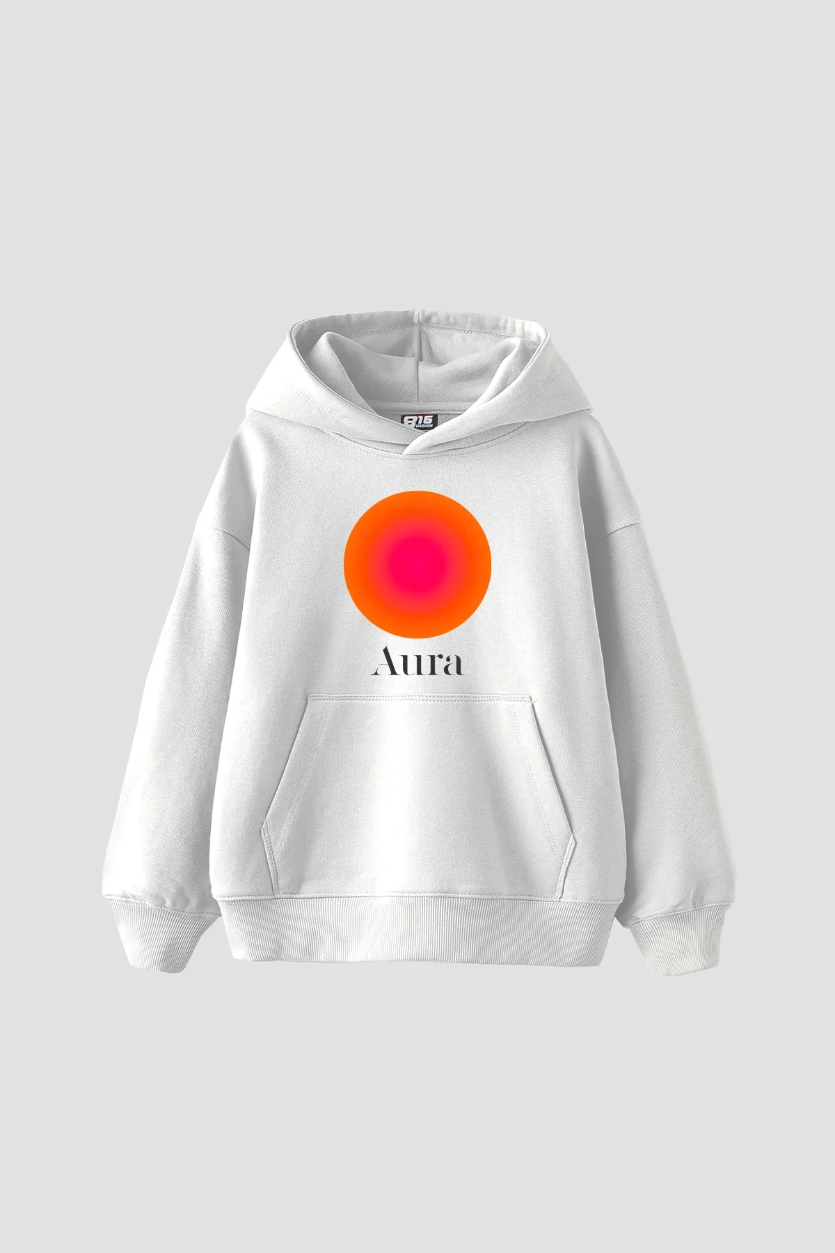 Aura Baskılı Oversize Unisex Beyaz Hoodie