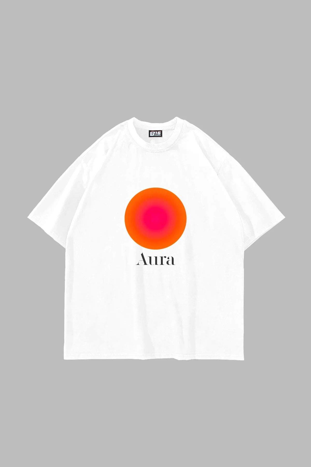 Aura Baskılı Oversize Unisex Beyaz Tshirt