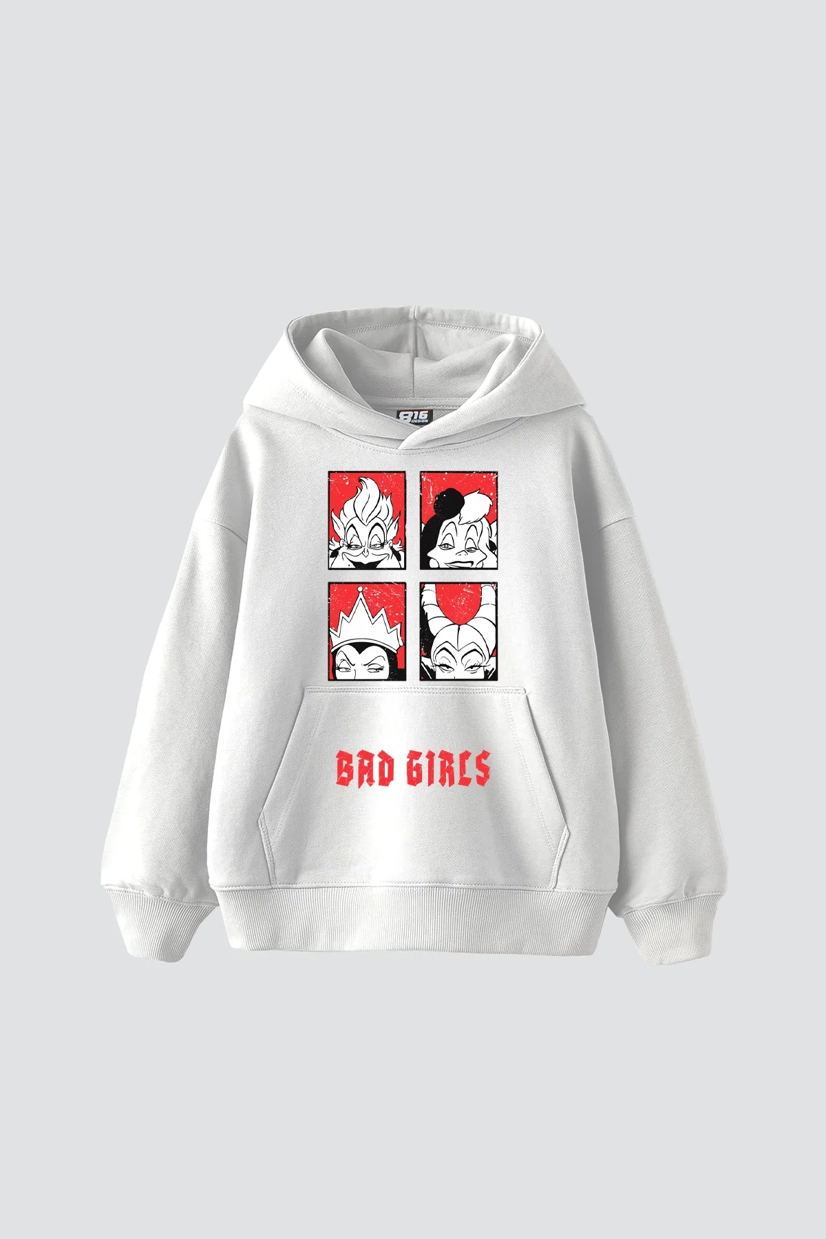 Bad Girls Baskılı Oversize Unisex Beyaz Hoodie