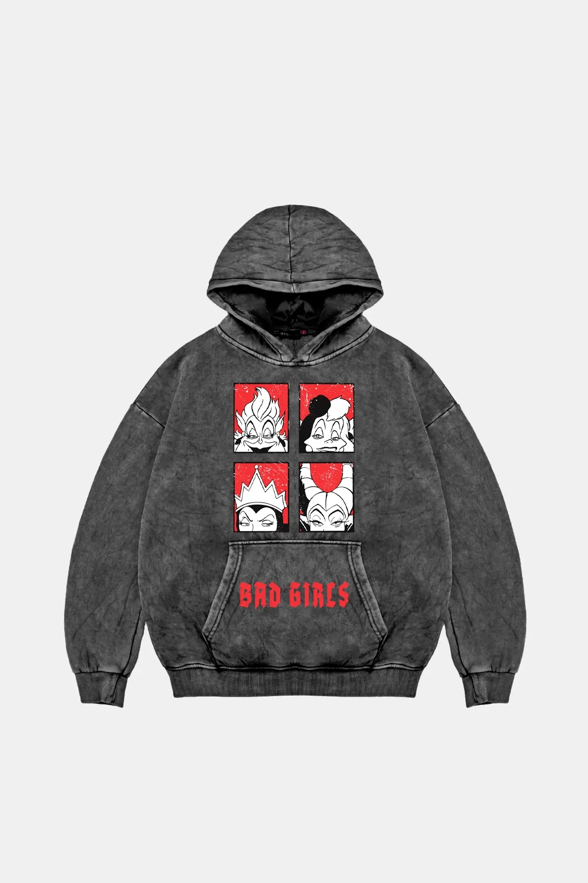 Bad Girls Baskılı Oversize Unisex Yıkamalı Siyah Hoodie