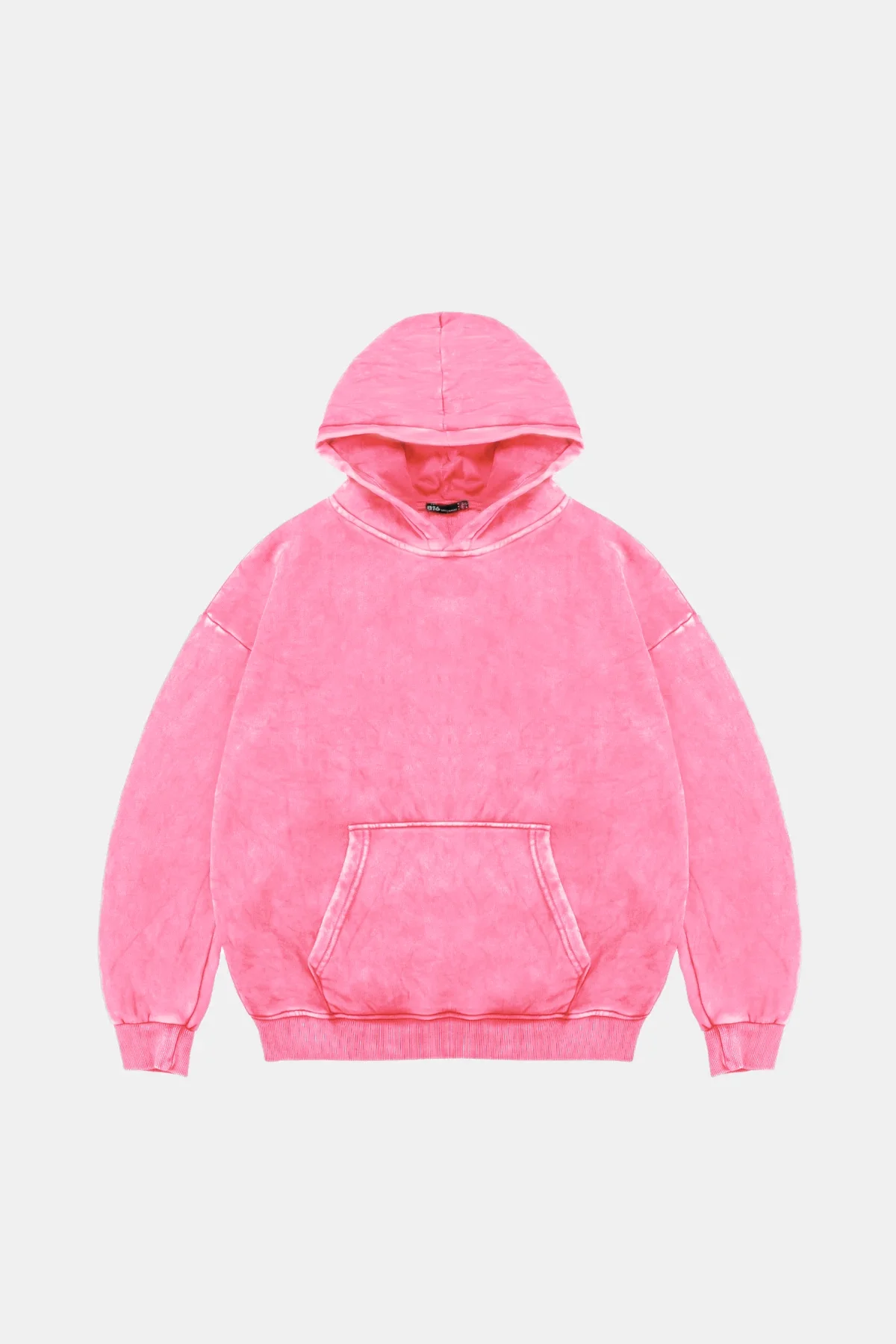 Basic Oversize Unisex Yıkamalı Pembe Hoodie
