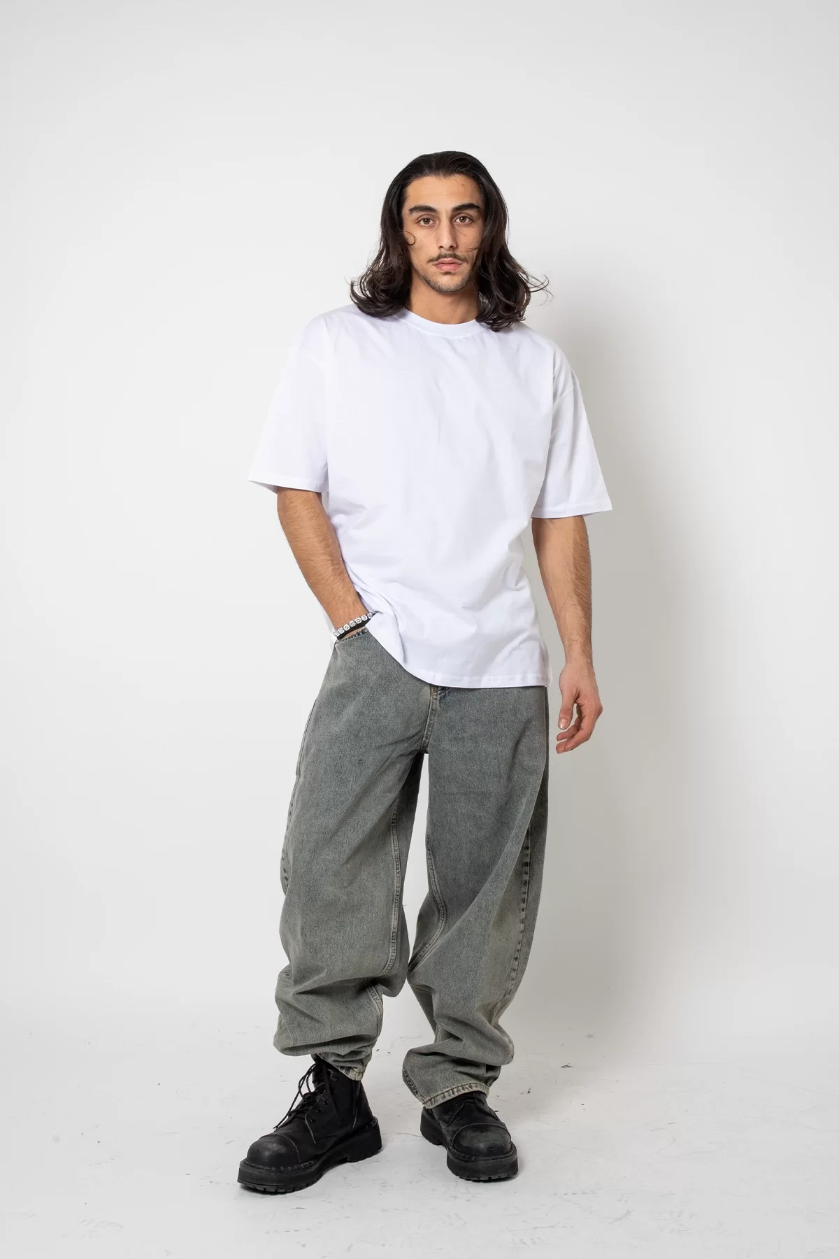 Basic Premium Füme Baggy Denim Kot Pantolon