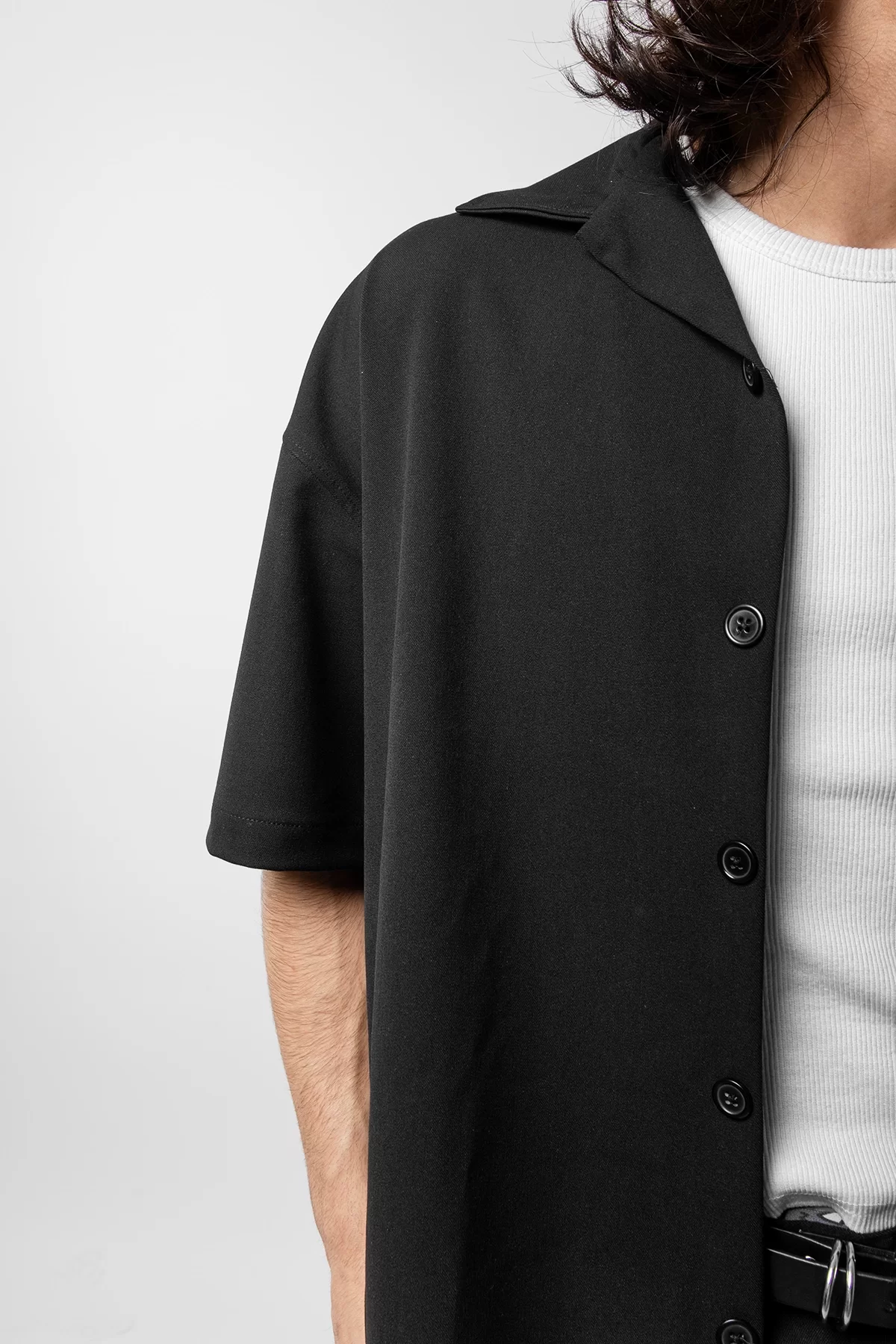 Basic Premium Kumaş Kısa Kollu Unisex Siyah Gömlek