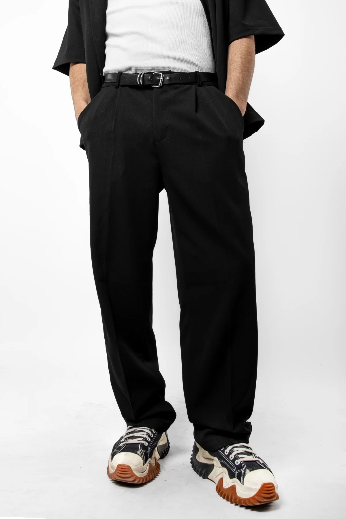 Basic Premium Kumaş Loose Fit Unisex Siyah Pantolon
