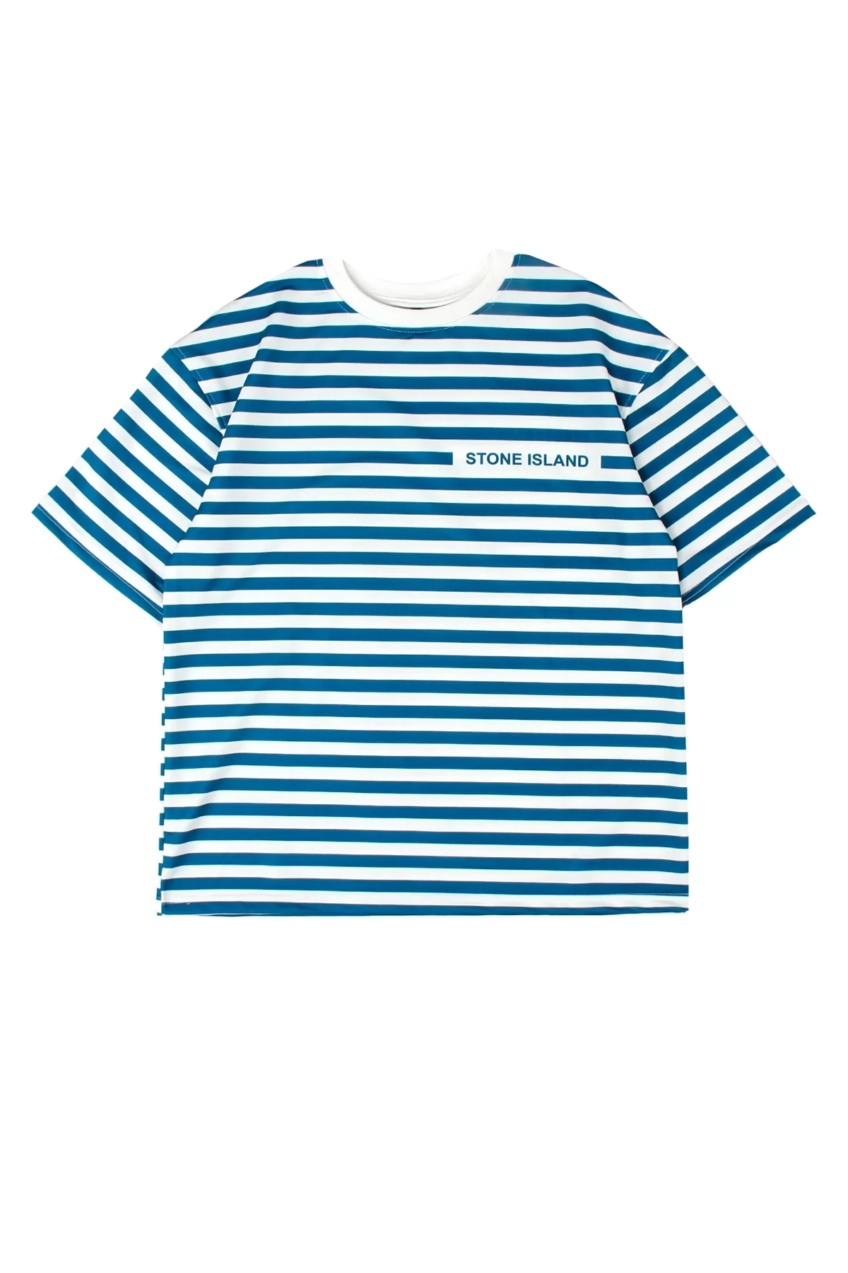 Baskılı Mavi Çizgili Oversize Unisex Tshirt