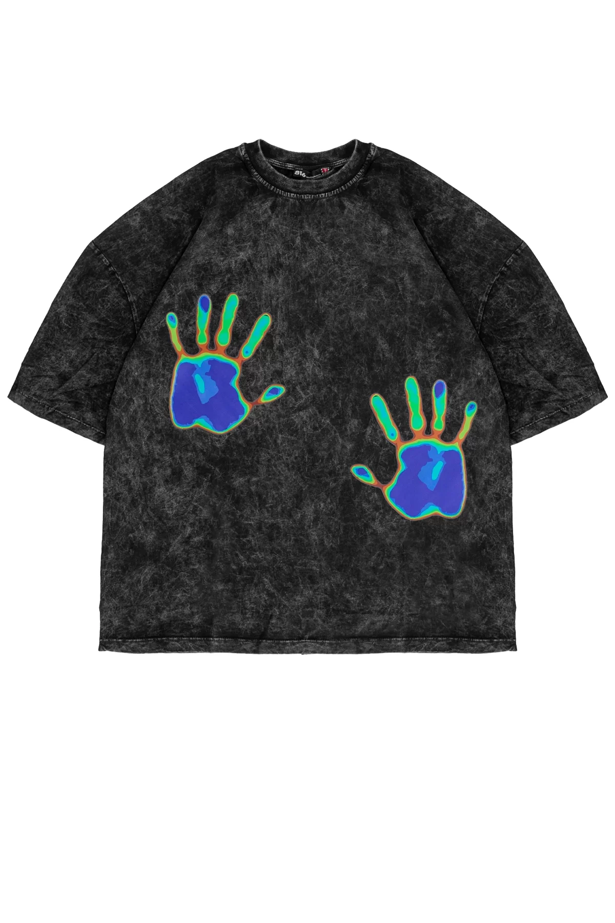 Thermal Hand Baskılı Oversize Unisex Yıkamalı Füme Tshirt