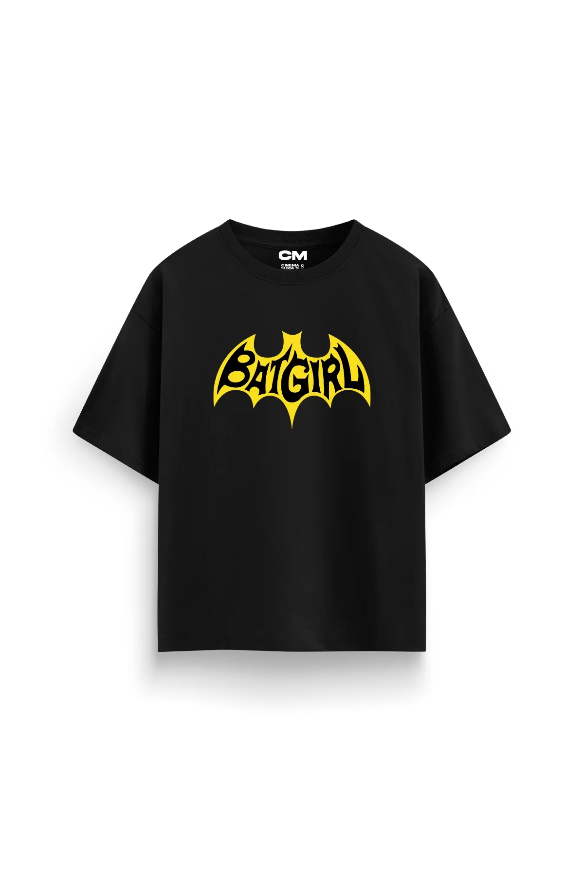 Bat-Girl Baskılı Rahat Kalıp 30/1 Unisex Siyah Tshirt