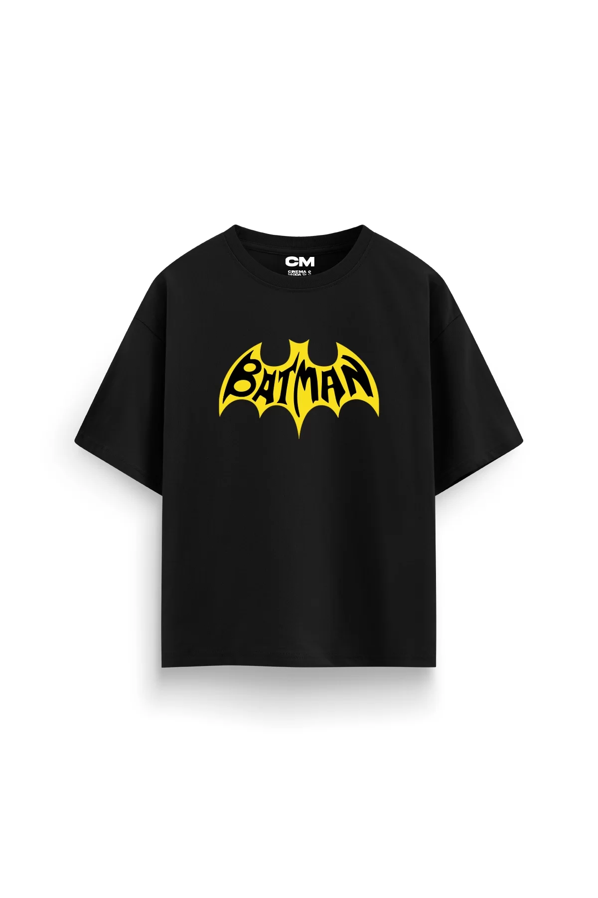 Bat-Man Baskılı Rahat Kalıp 30/1 Unisex Siyah Tshirt