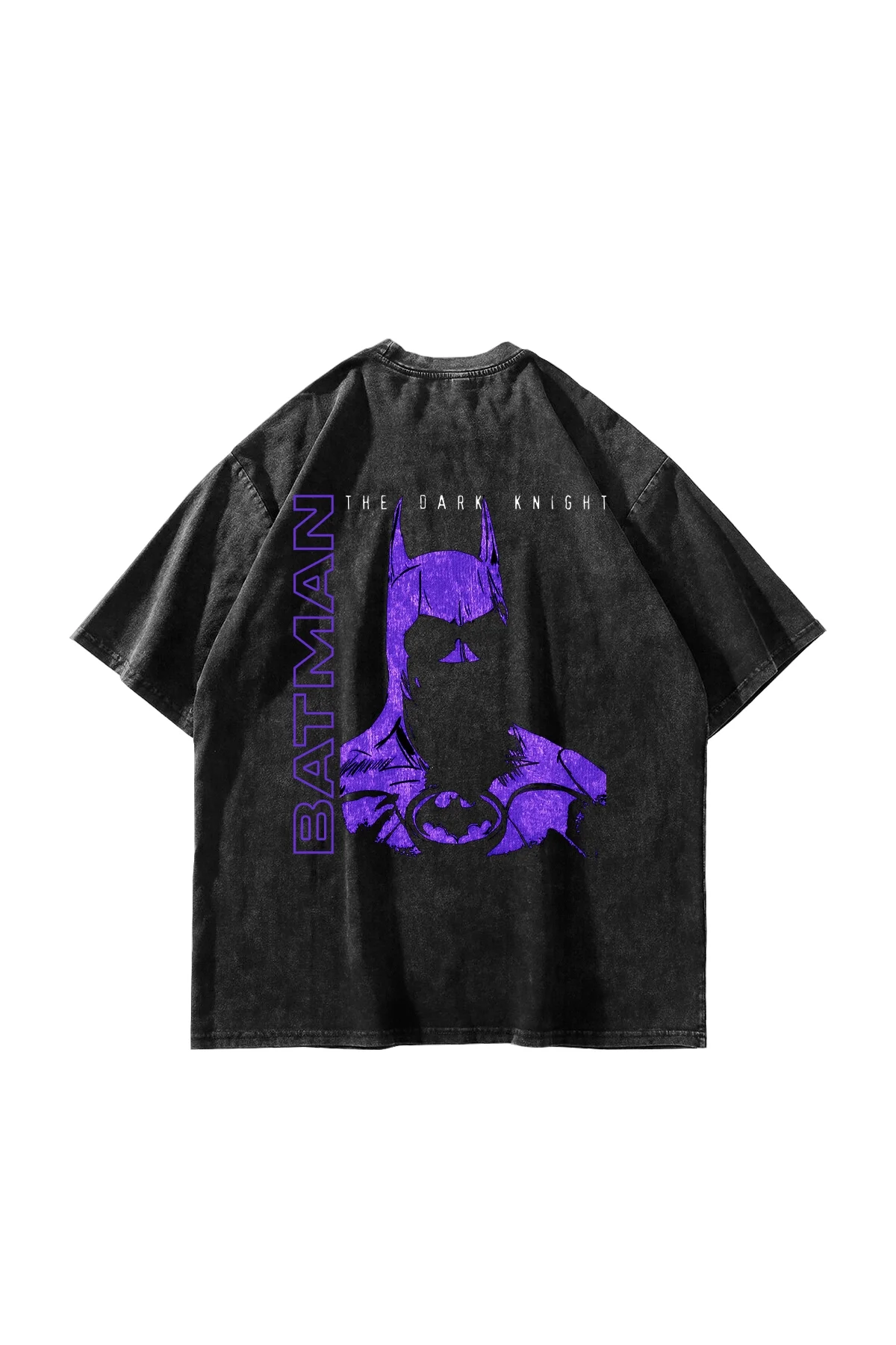 Bat Yarasa Baskılı Oversize Unisex Yıkamalı Siyah Tshirt