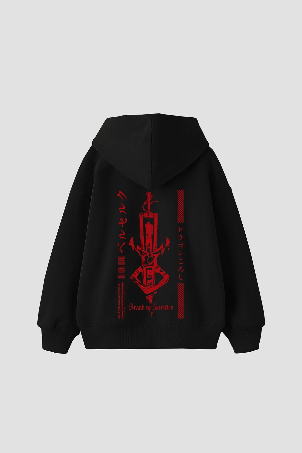 Berserk Dragon Slayer Baskılı Oversize Unisex Siyah Hoodie