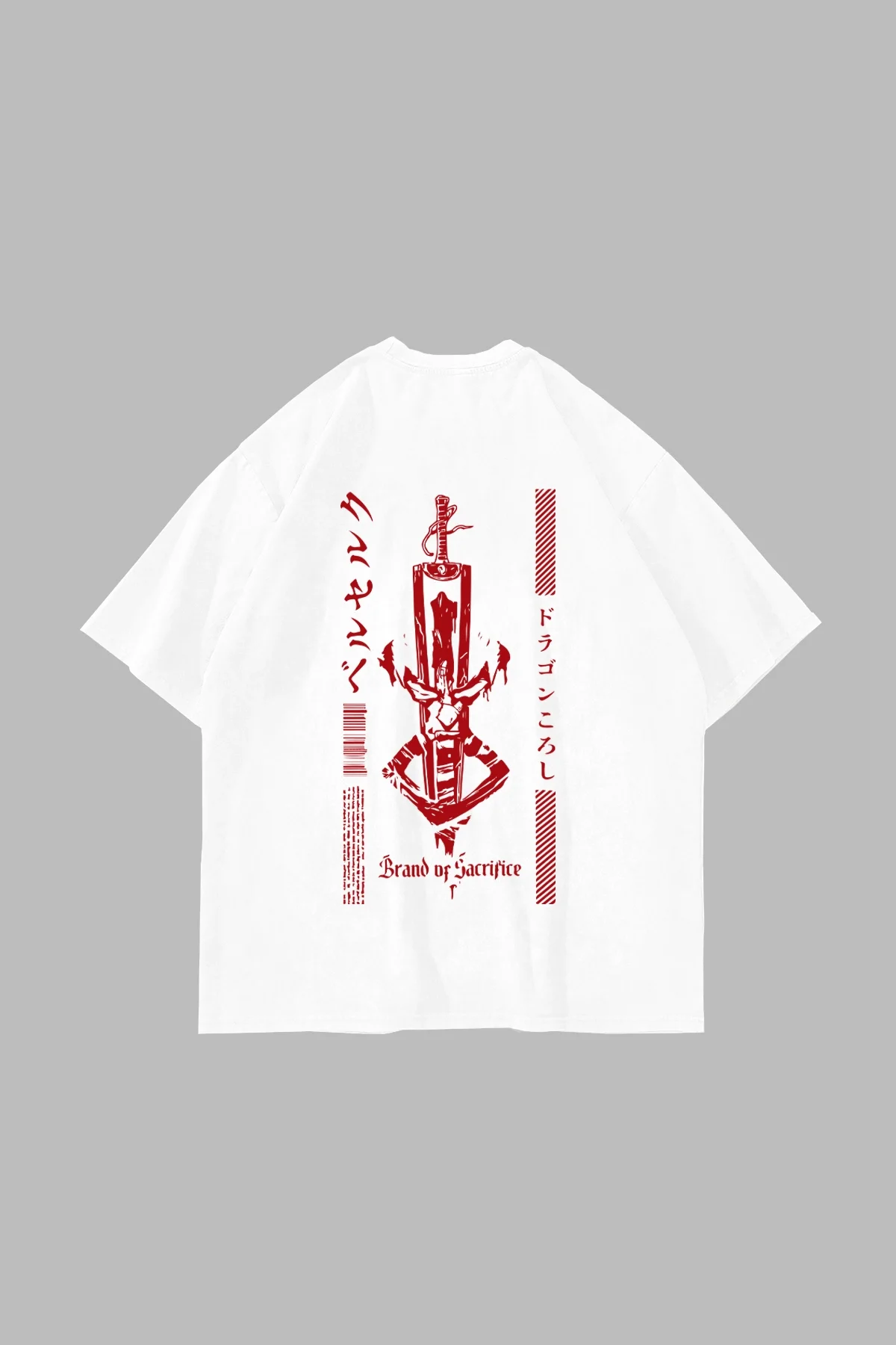 Berserk Dragon Slayer Baskılı Oversize Unisex Beyaz Tshirt