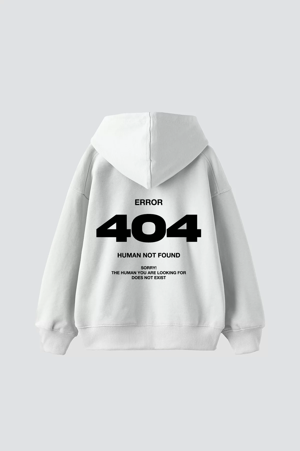 404 Error Baskılı Oversize Unisex Premium Beyaz Hoodie