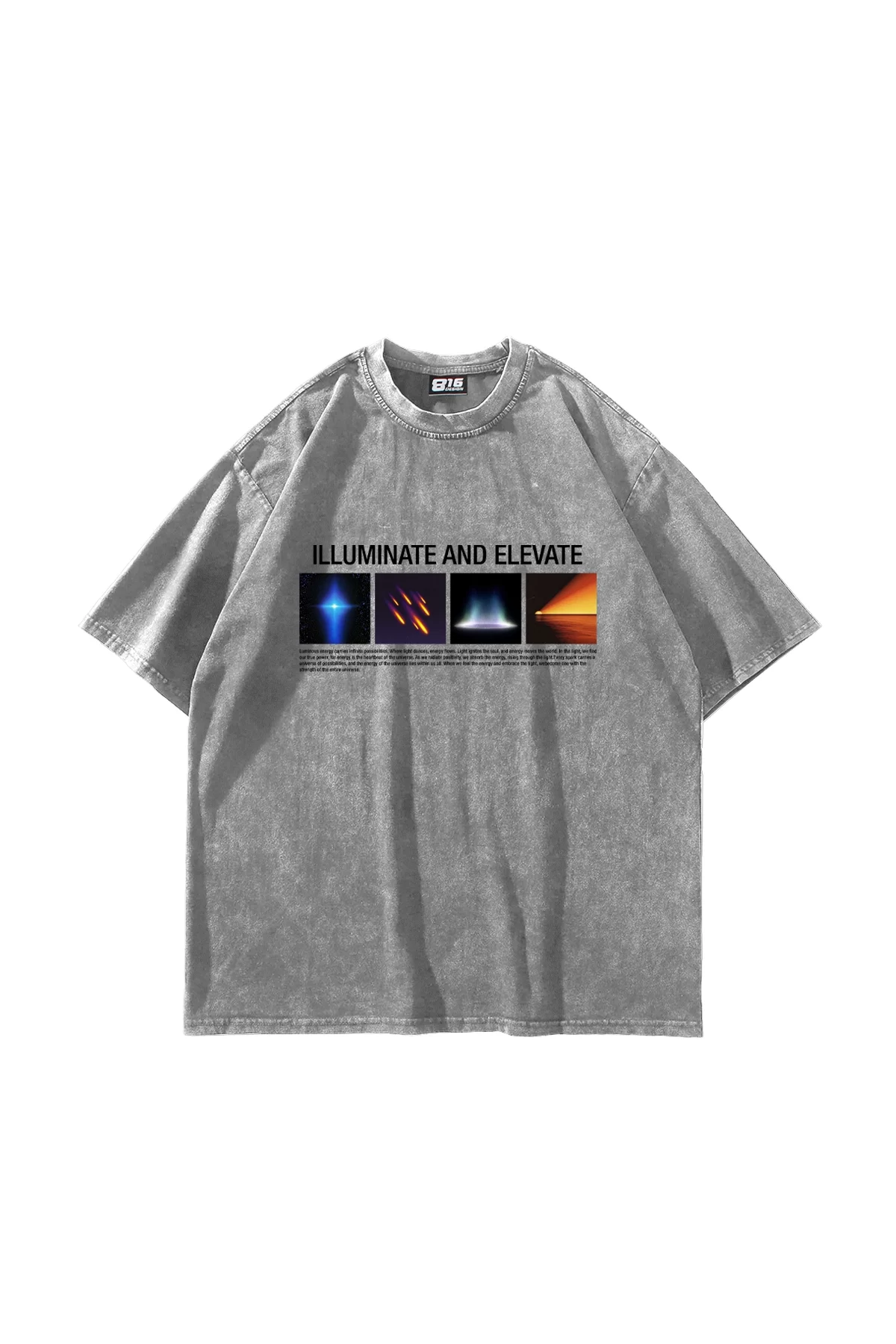 Beyond Light Baskılı Oversize Unisex Yıkamalı Beyaz Tshirt