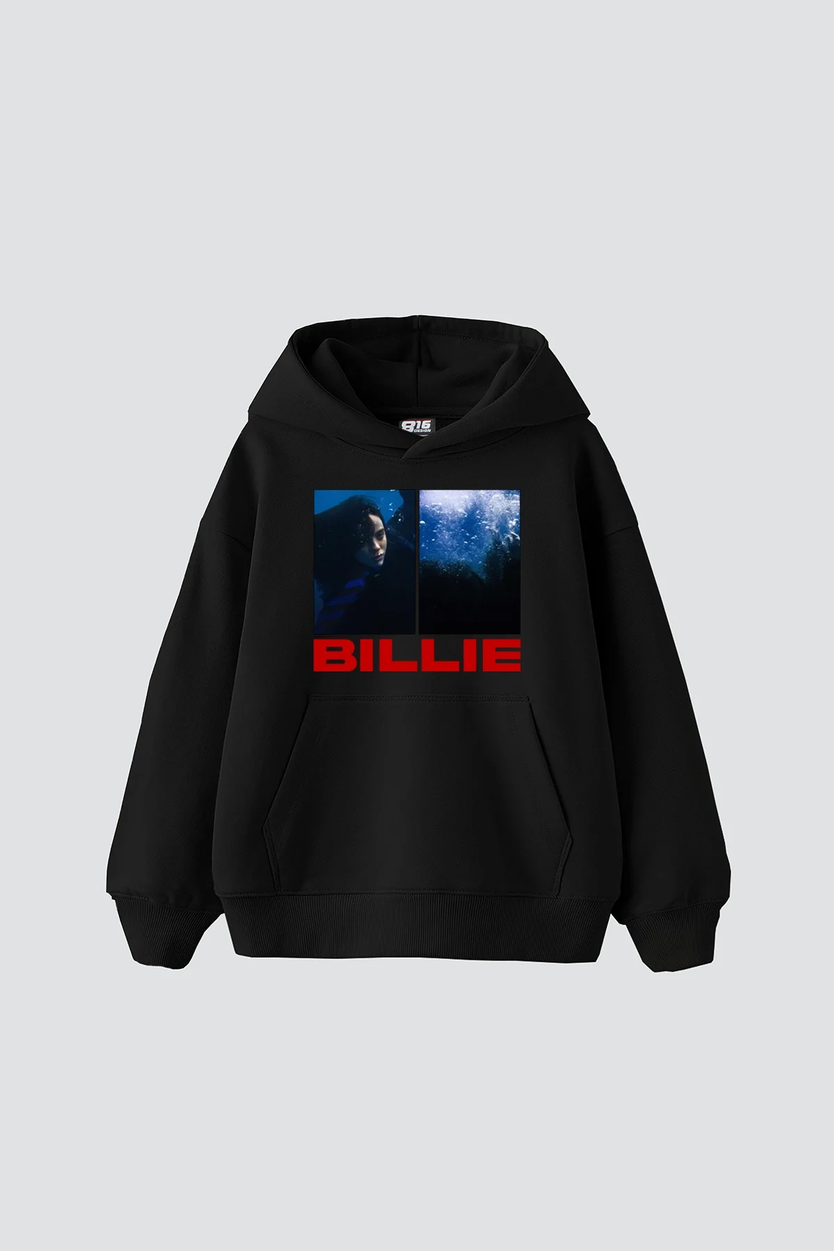 Billie Eilish Baskılı Oversize Unisex Siyah Hoodie