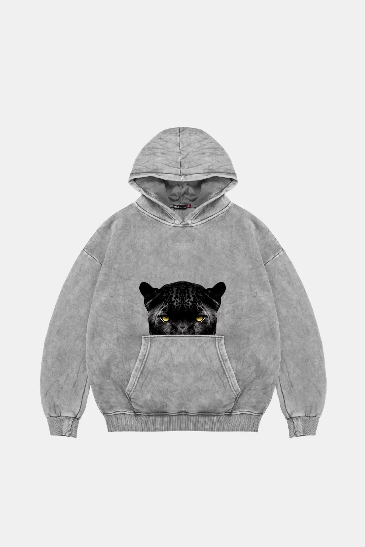 Black Panter Eyes Baskılı Oversize Unisex Premium Yıkamalı Beyaz Hoodie