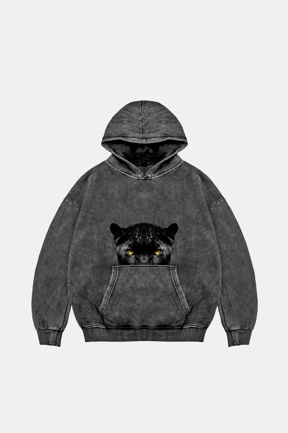 Black Panter Eyes Baskılı Oversize Unisex Premium Yıkamalı Siyah Hoodie