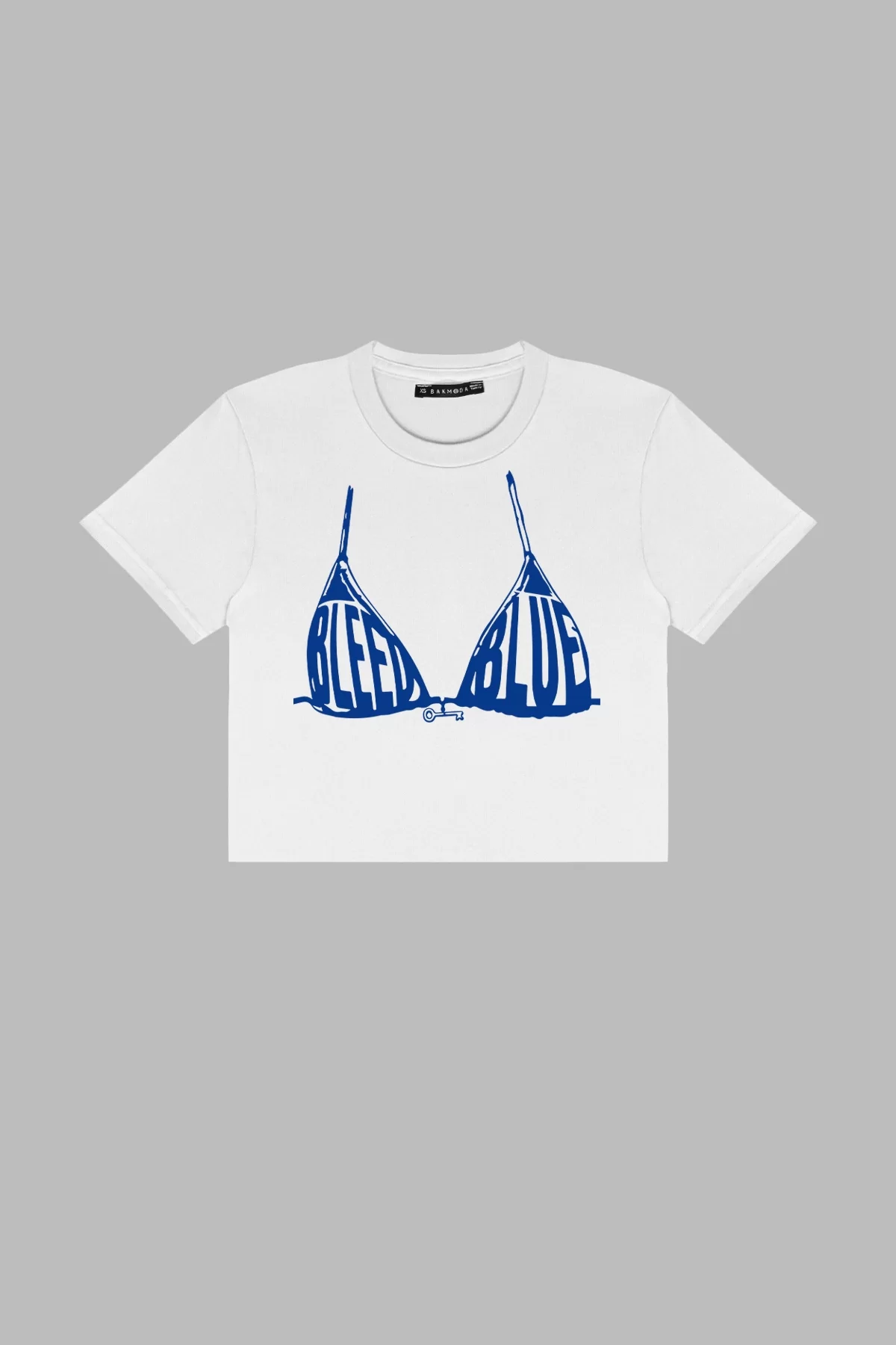 Bleed Blue Baskılı Beyaz Crop Top