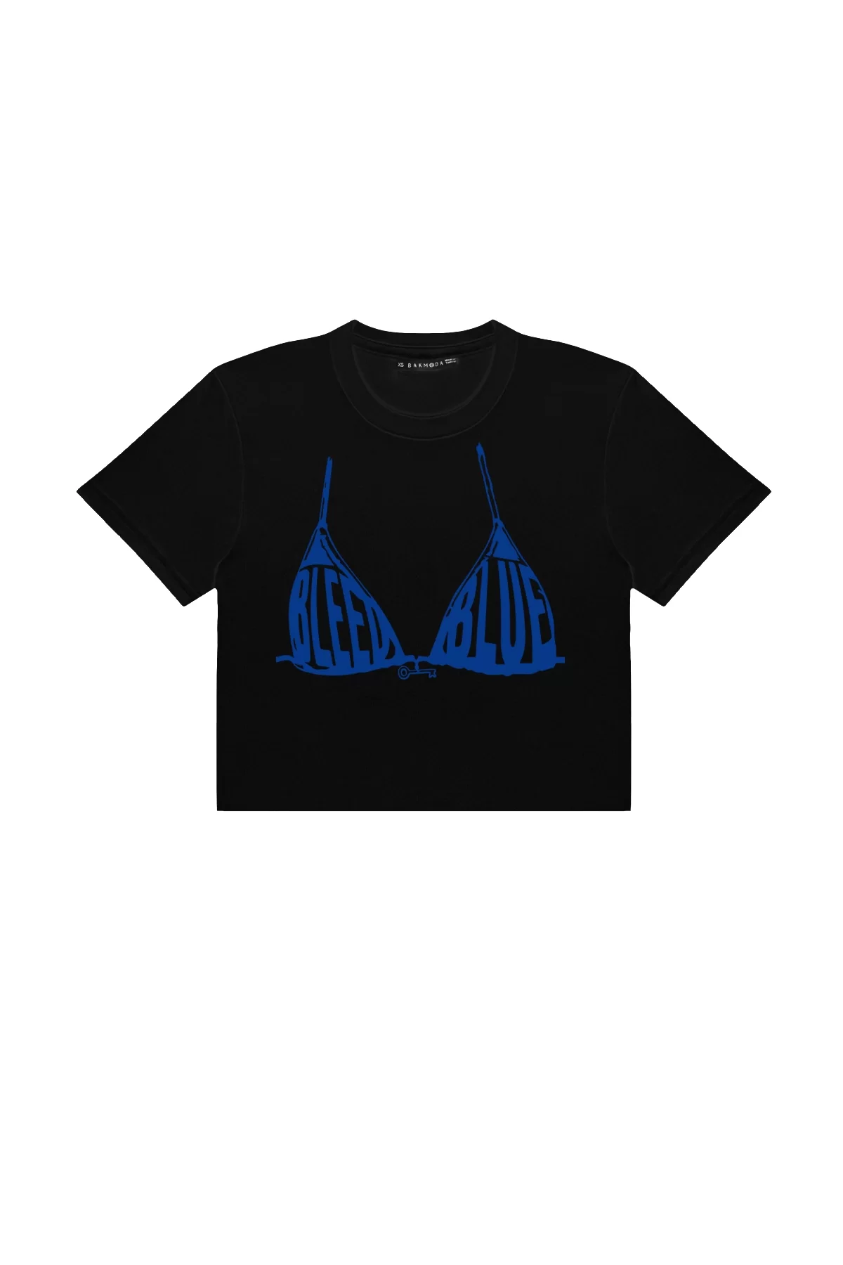 Bleed Blue Baskılı Siyah Crop Top