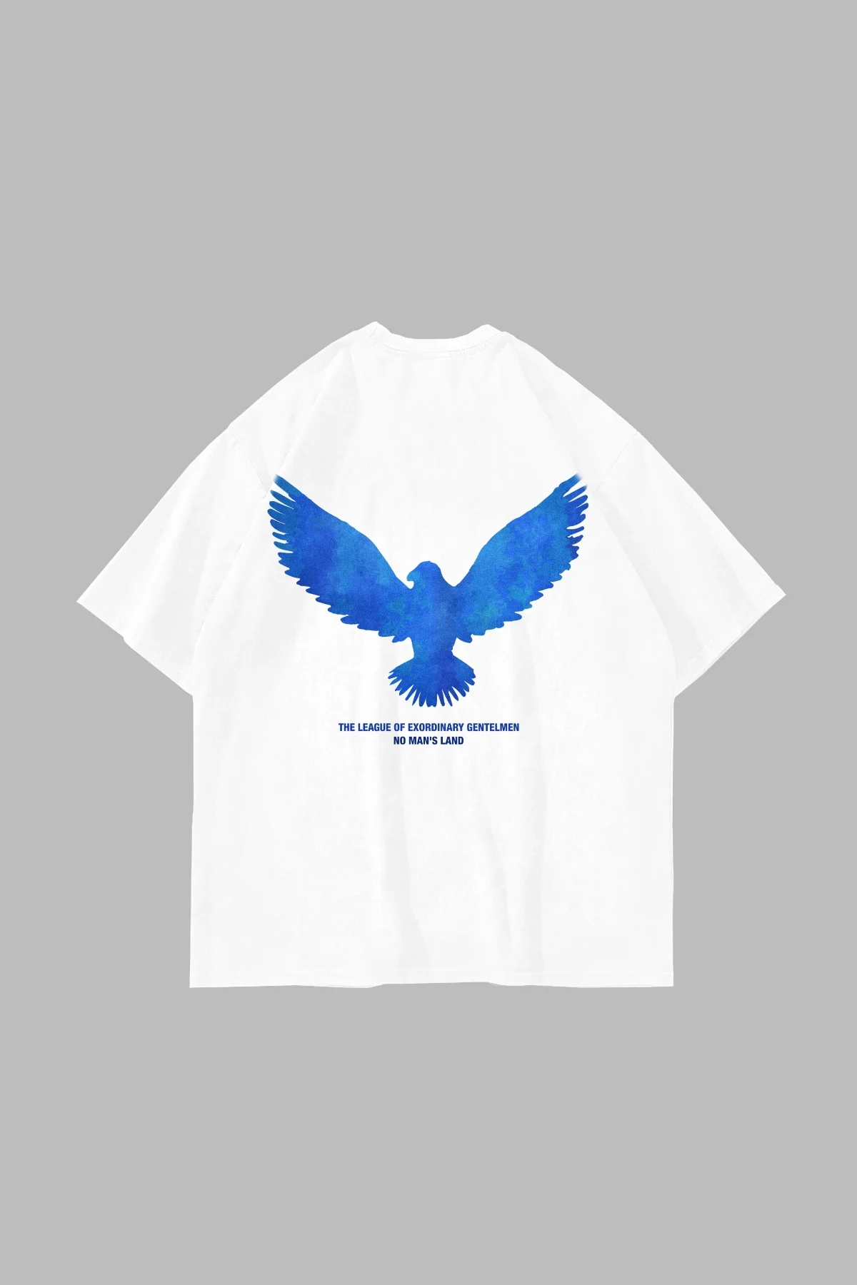 Blue Bird Baskılı Oversize Unisex Beyaz Tshirt