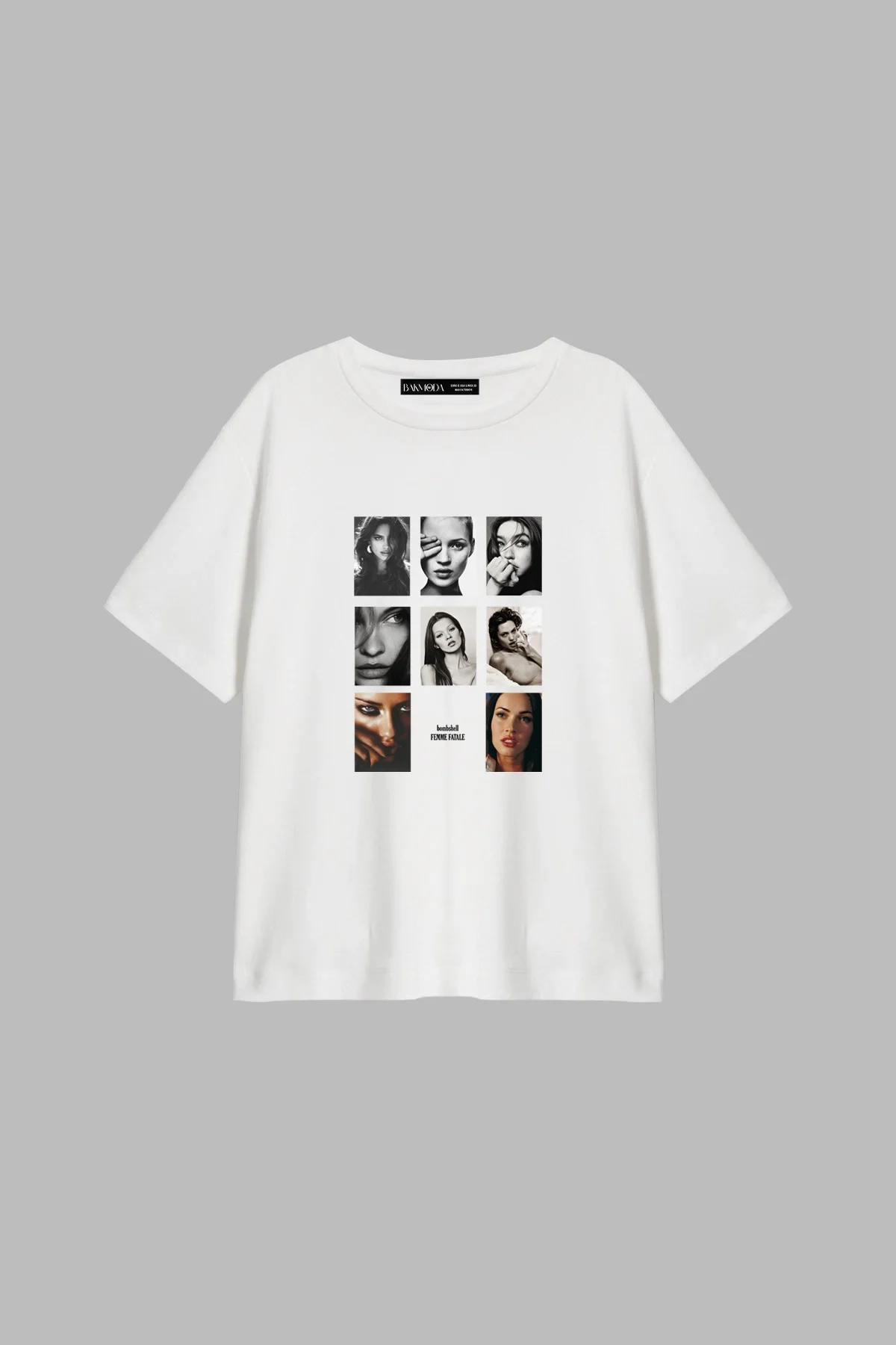 Bombshell Femme Baskılı Relaxed Fit Beyaz Kadın Tshirt